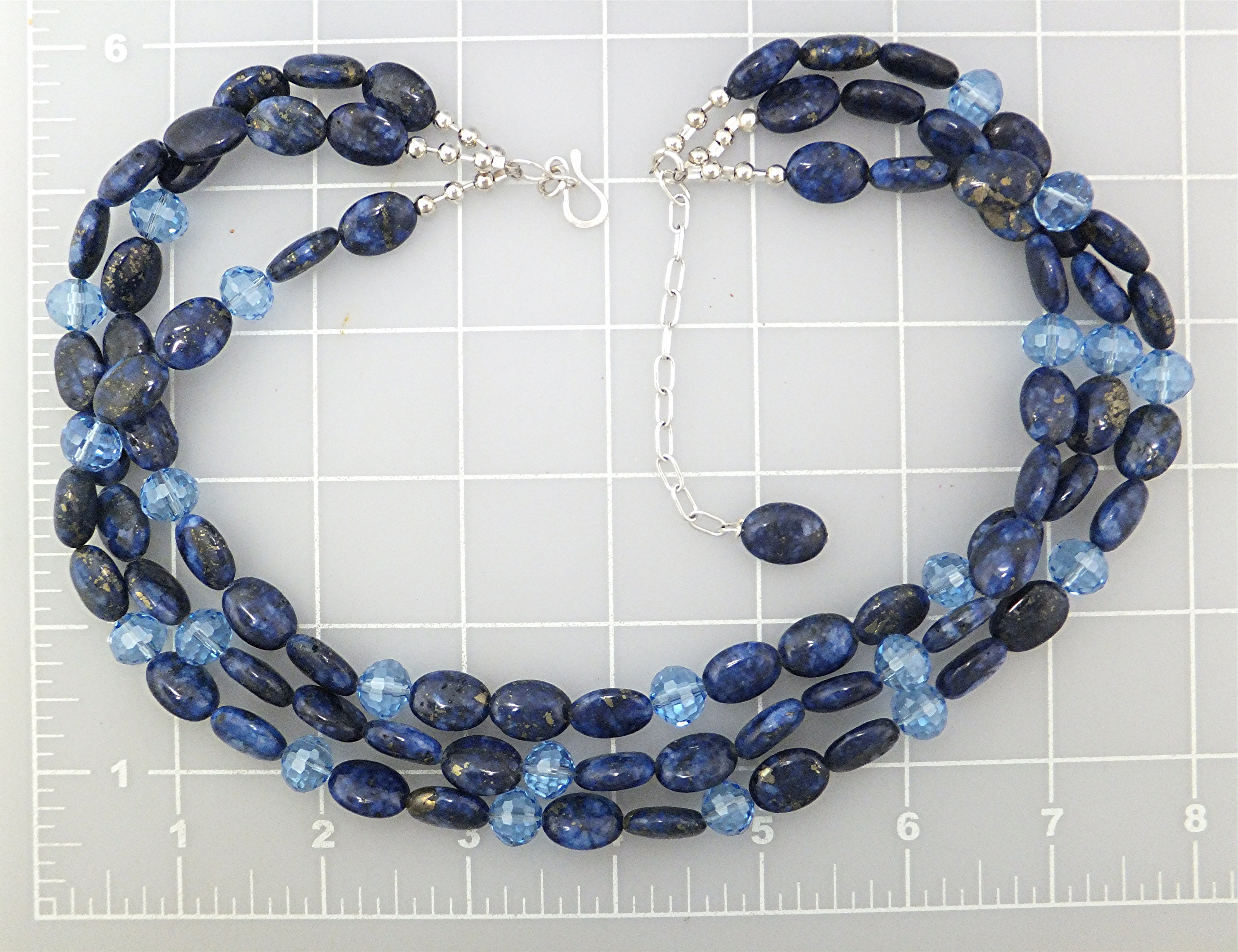 Lapis Swarovski Crystal Sterling Silver Necklace