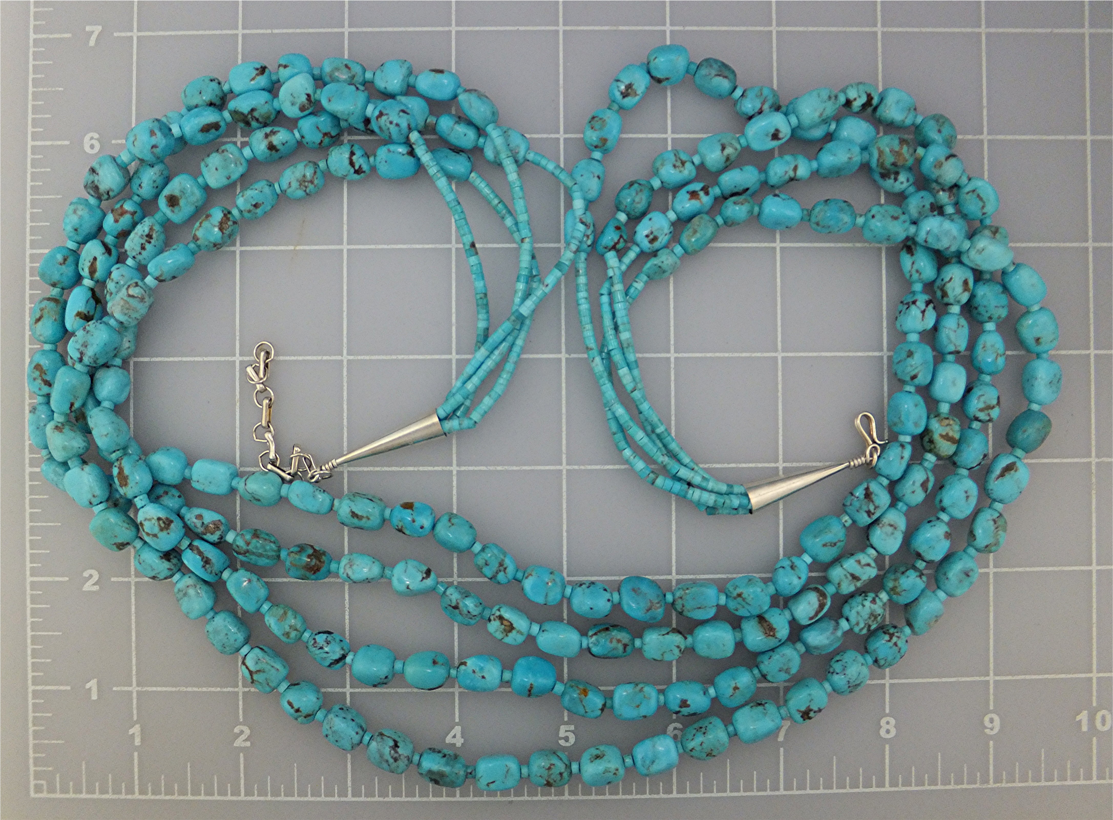 Necklace Kingman Turquoise 4 Strand Sterling Silver
