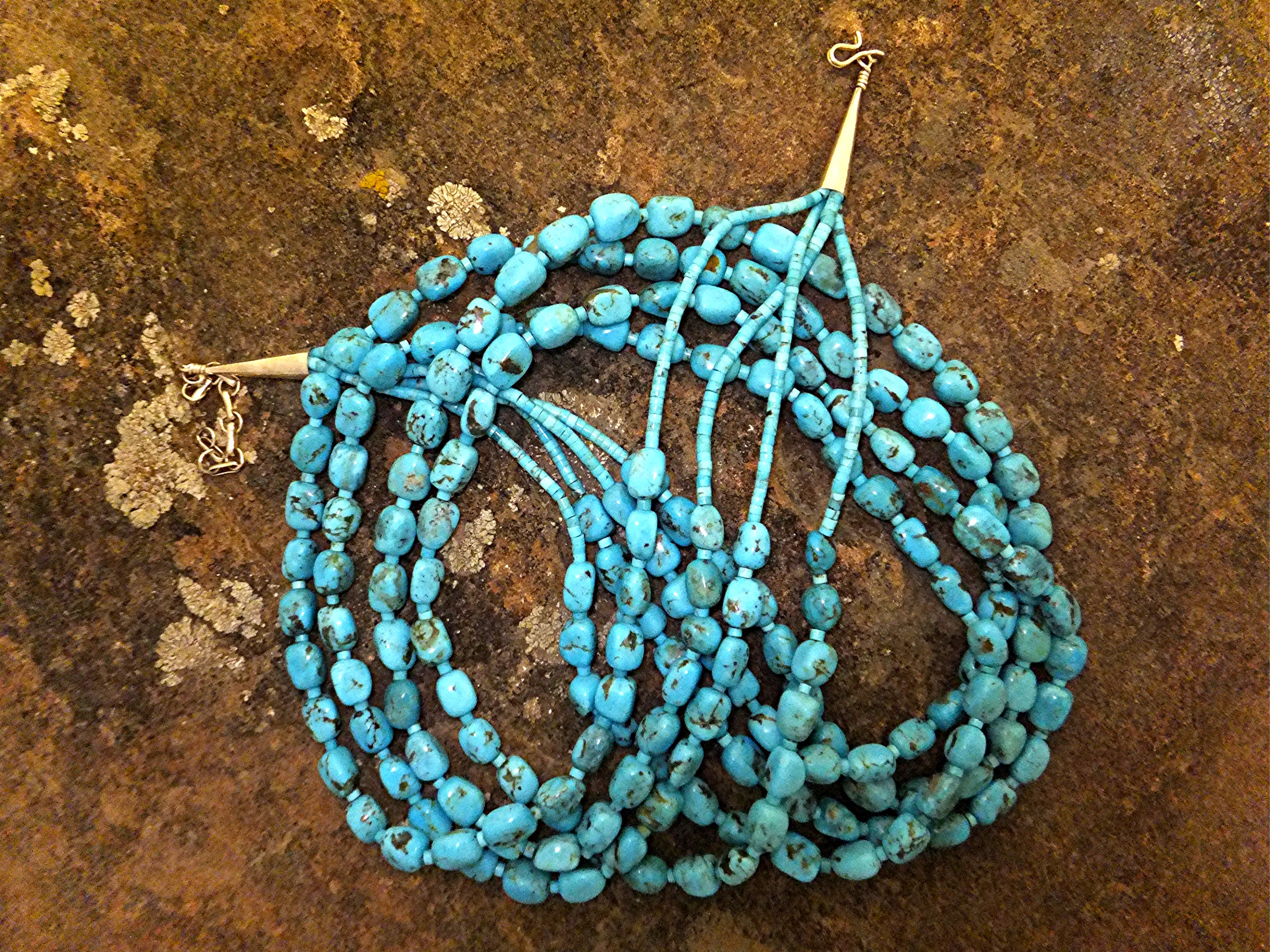 Necklace Kingman Turquoise 4 Strand Sterling Silver