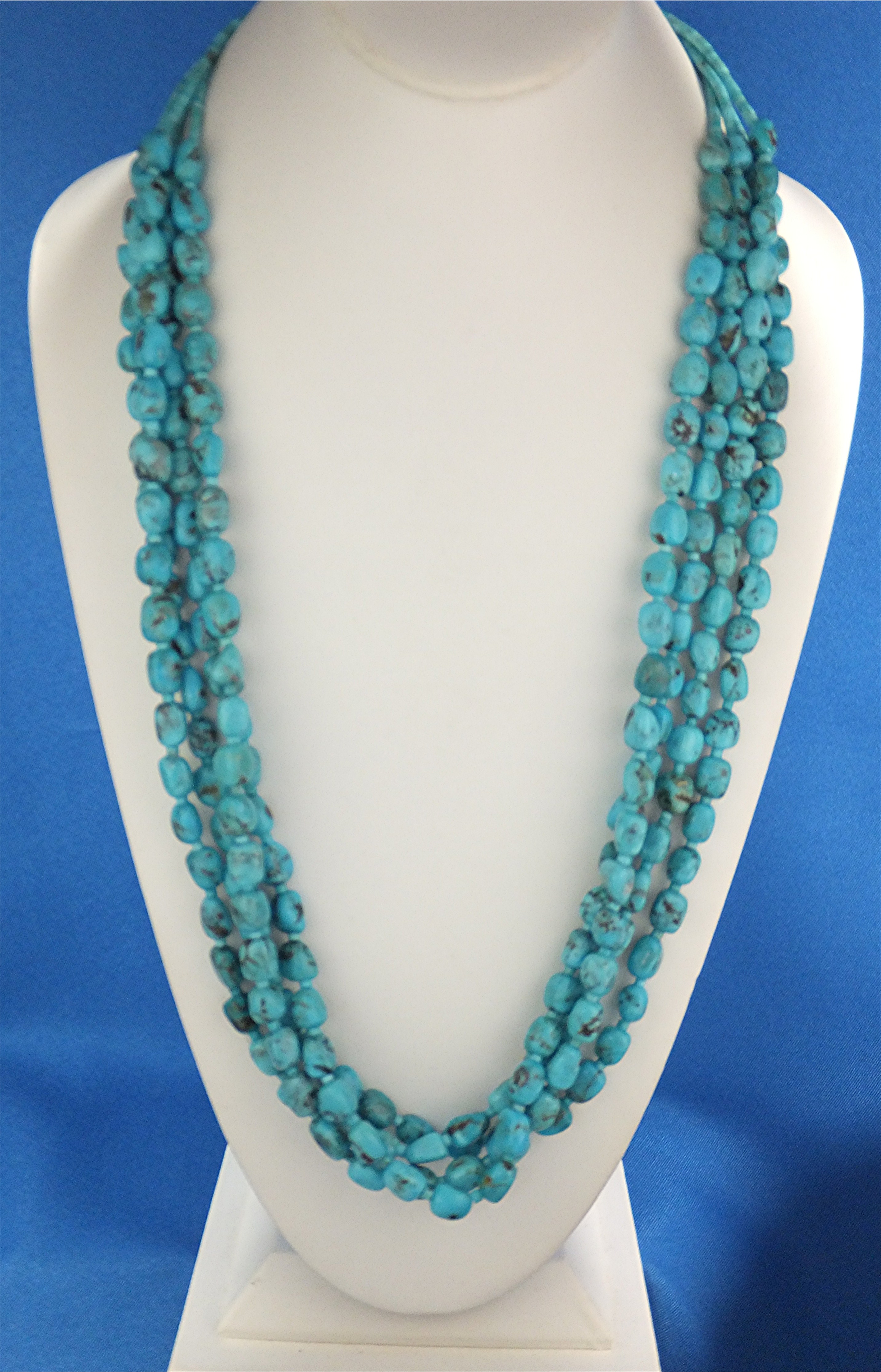 Necklace Kingman Turquoise 4 Strand Sterling Silver