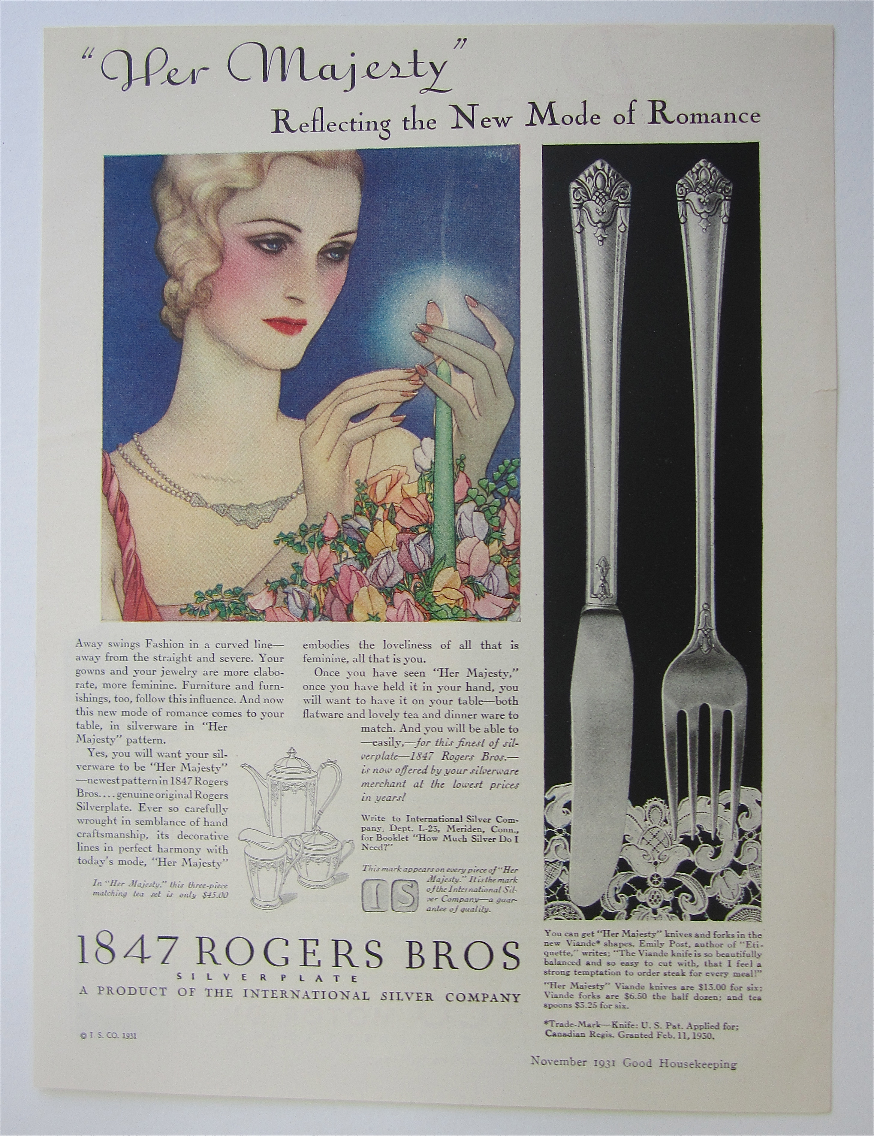 1931 1847 Rogers Bros. with Woman Lighting Candle