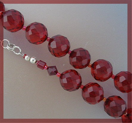 Cherry Amber and Crystal  Beads Necklace 18 Inch