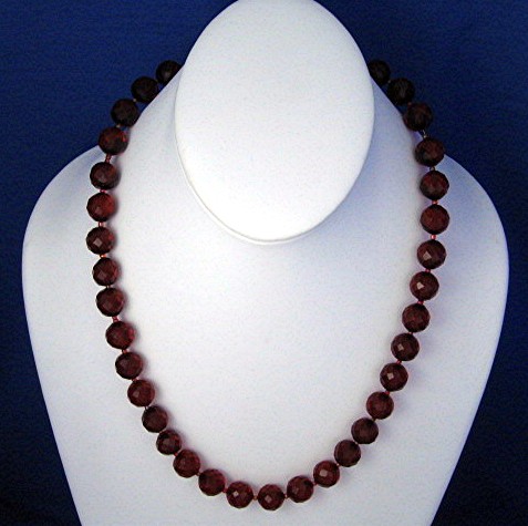 Cherry Amber and Crystal  Beads Necklace 18 Inch