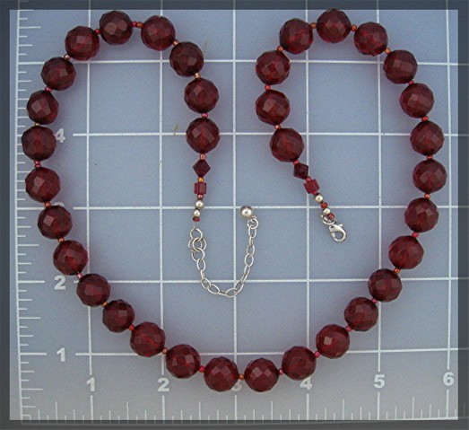 Cherry Amber and Crystal Beads Necklace 18 Inch