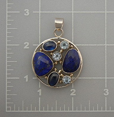 Pendant Sterling Silver Blue Topaz Lapis Iolite