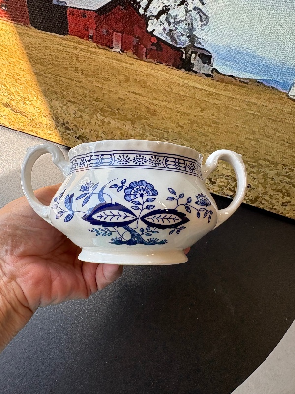 Enoch Wedgwood Tunstall Blue OnionBlue Heritage Pattern Sugar Bowl No Lid
