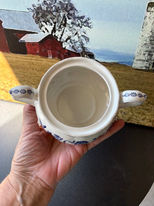 Enoch Wedgwood Tunstall Blue OnionBlue Heritage Pattern Sugar Bowl No Lid