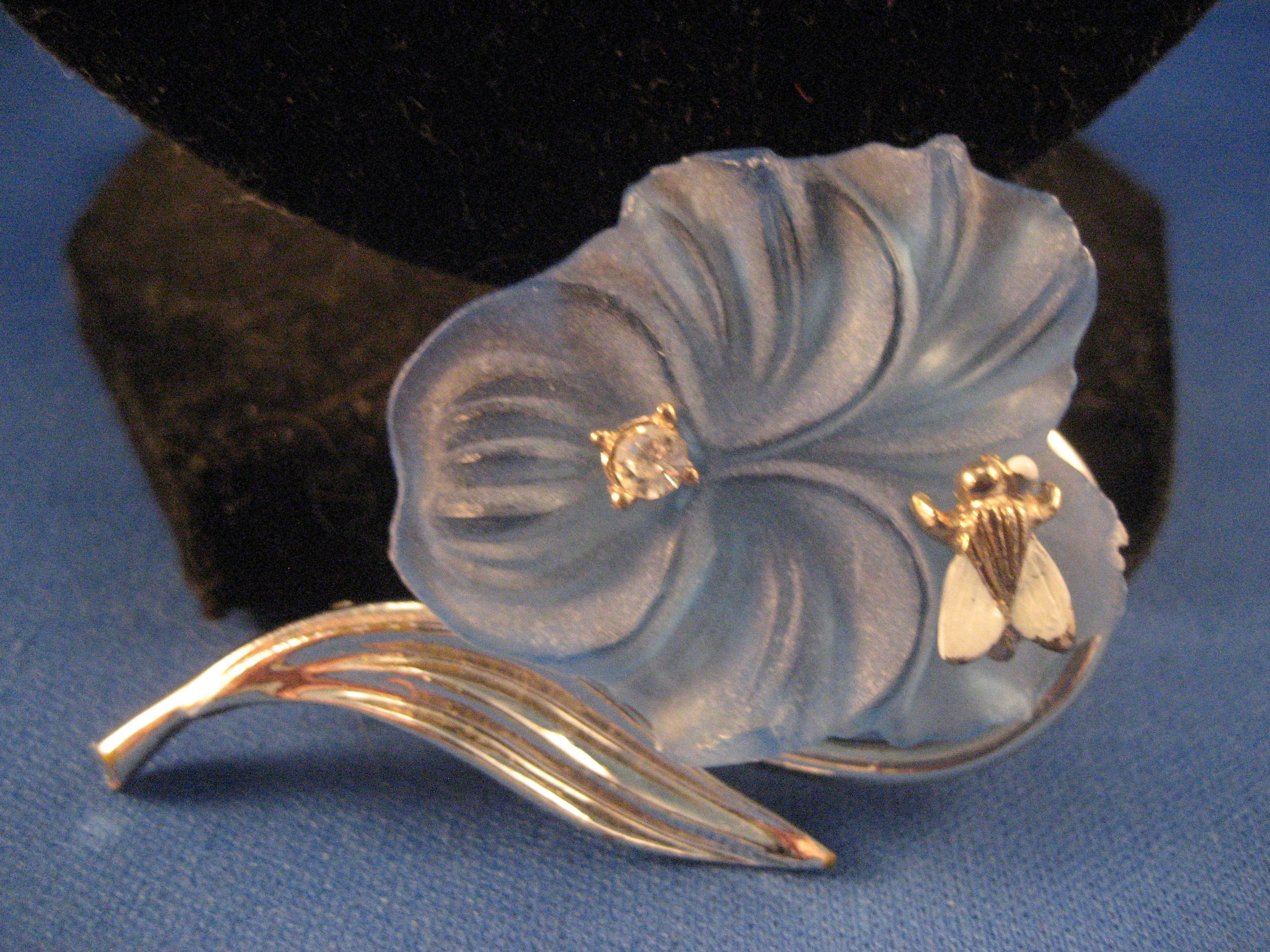Blue Flower and Fly Brooch
