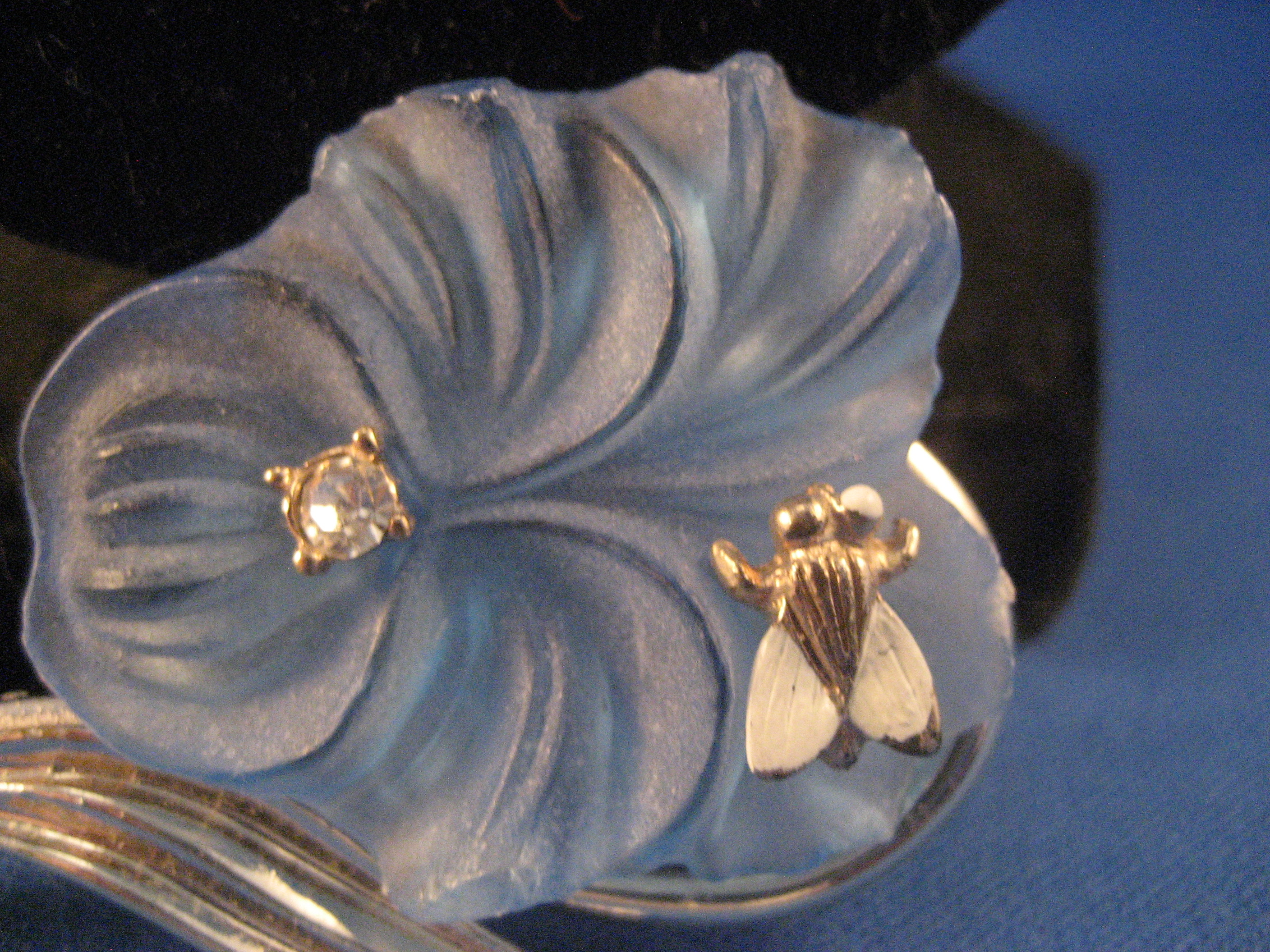 Blue Flower and Fly Brooch