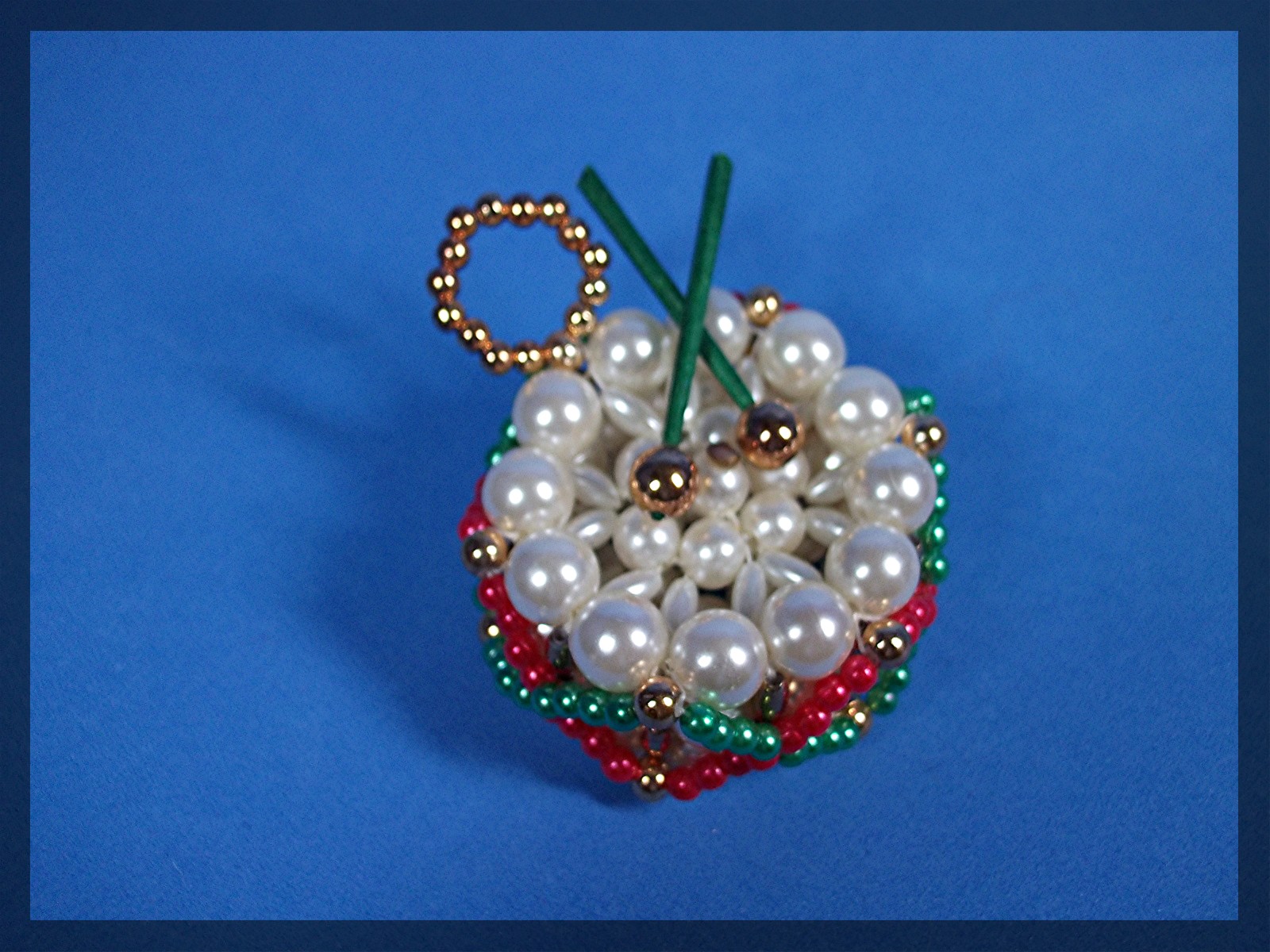 Christmas Drum Ornament With faux pearls