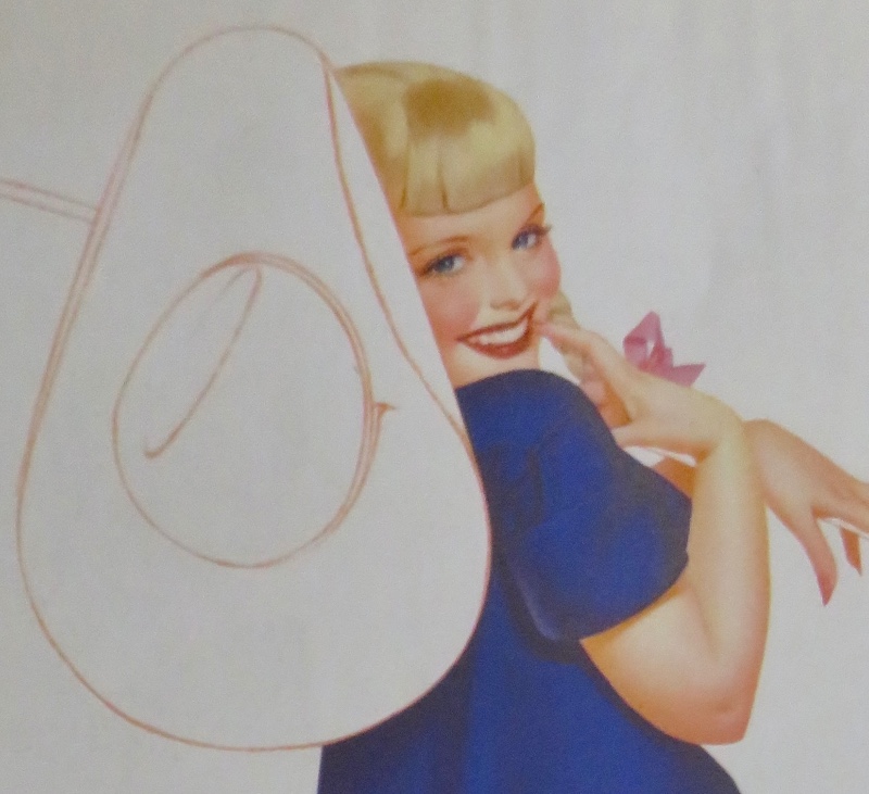 Original 1946 Sexy Pin Up Girl Wearing A Blue Shirt With A Cowboy Hat & Wearing Boots By George Petty