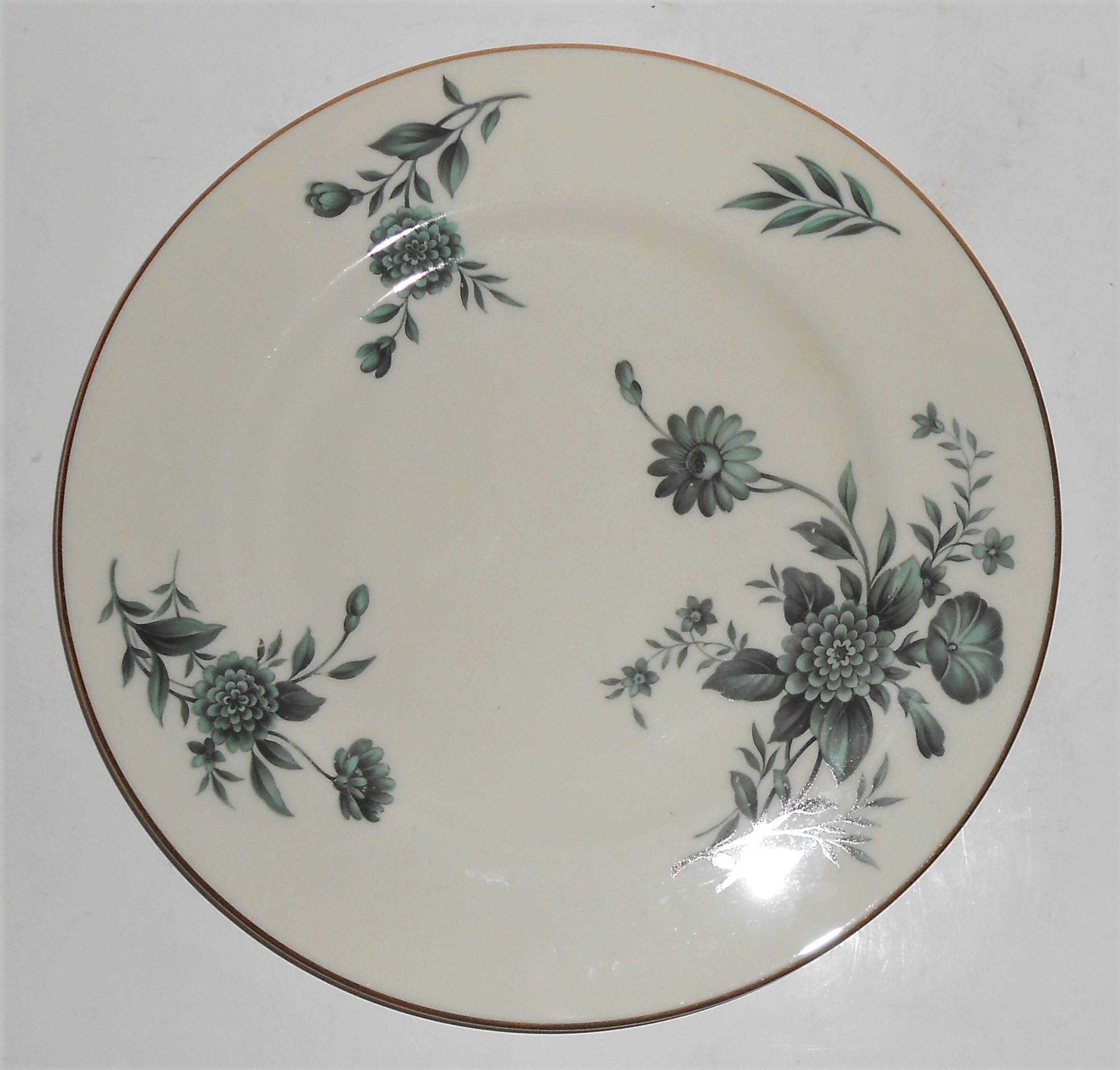 Pickard Porcelain China Gold Band Green Diana Salad Pla