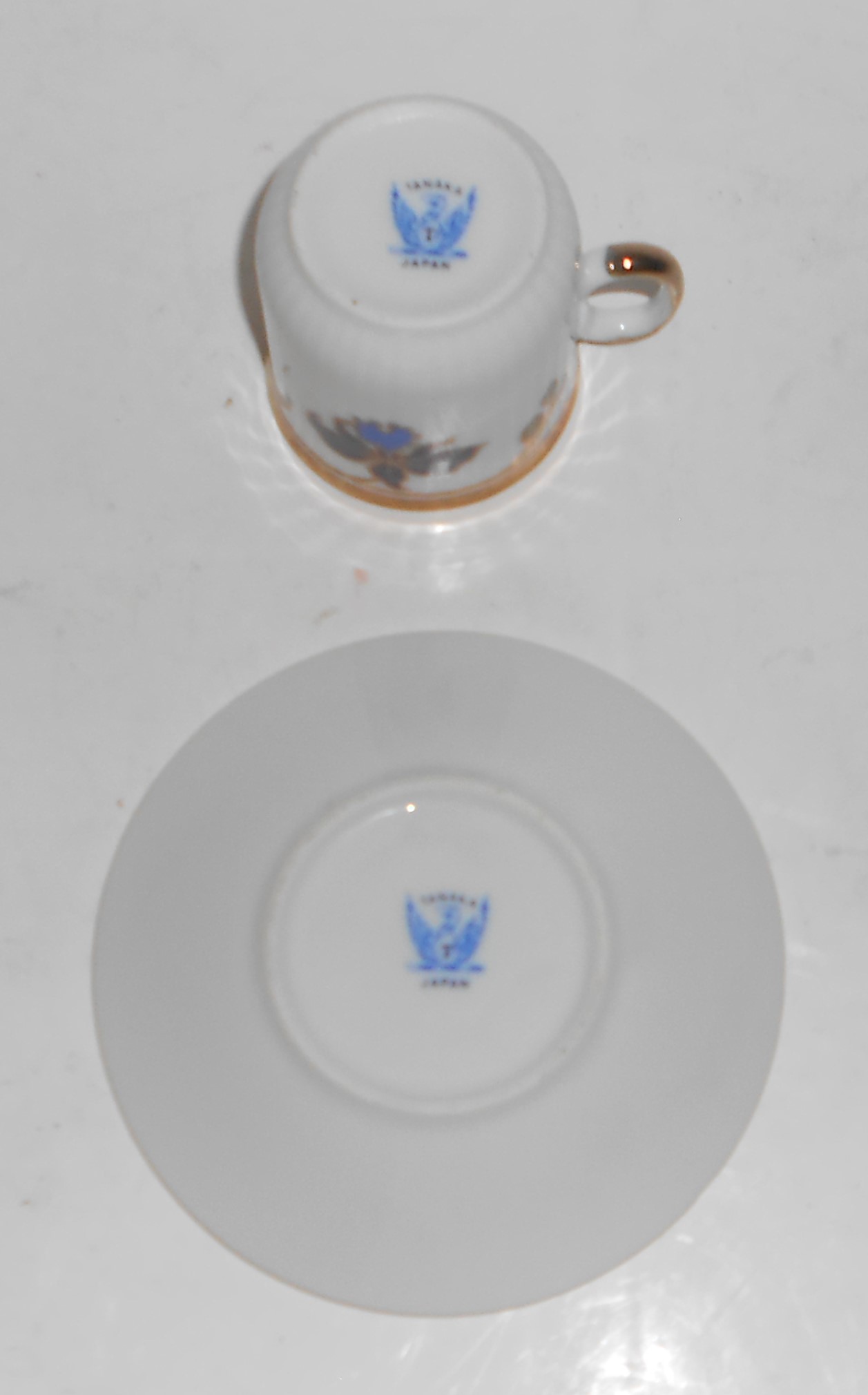 VINTAGE Tanaka China Porcelain w/Gold Floral Demi Cup/S