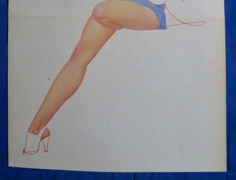 Original 1946 Sexy Pin Up Girl Talking On Telephone While Holding Hat With Flowers In It By George Petty