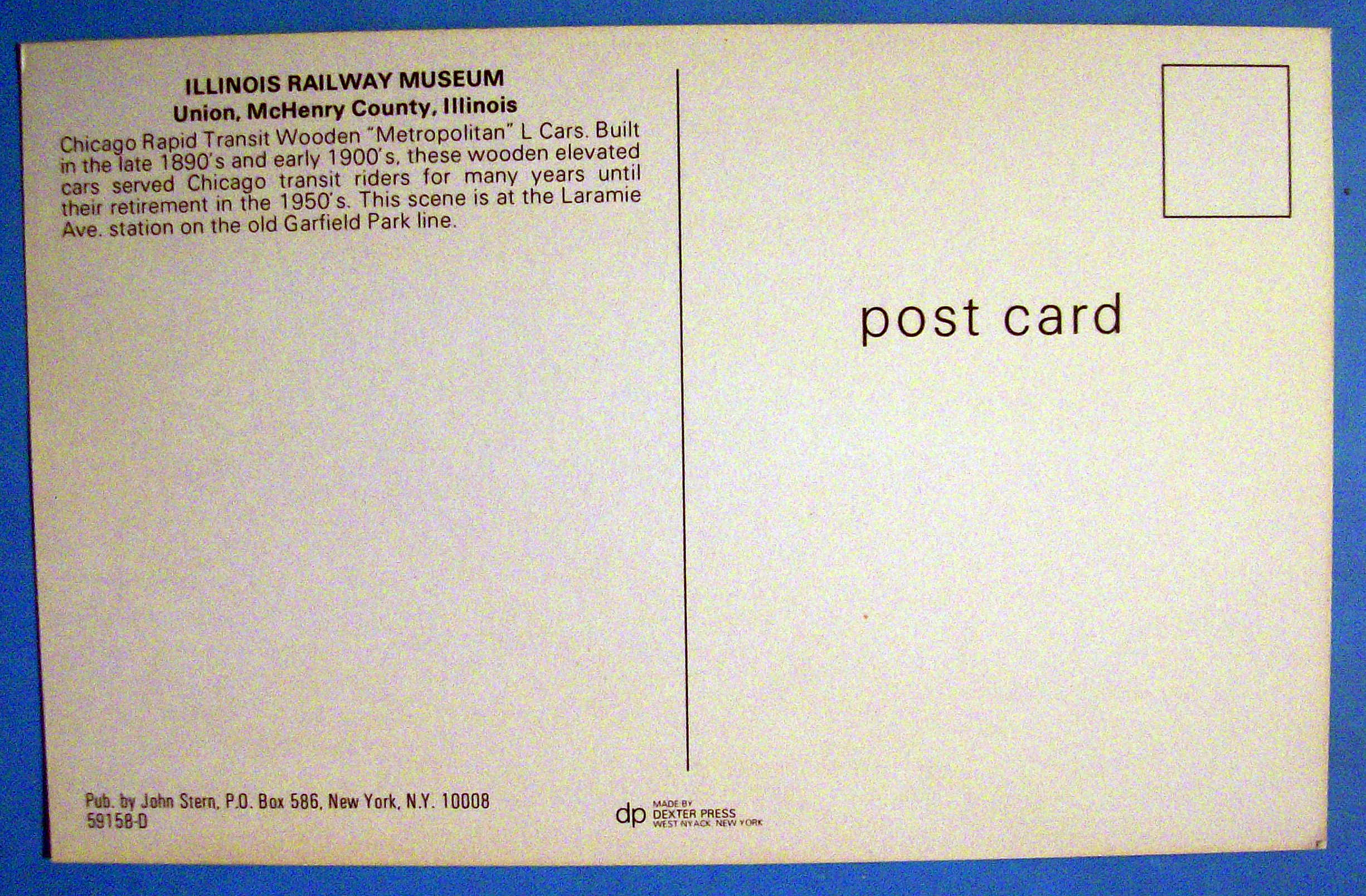Chicago Rapid Transit L Cars Postcard