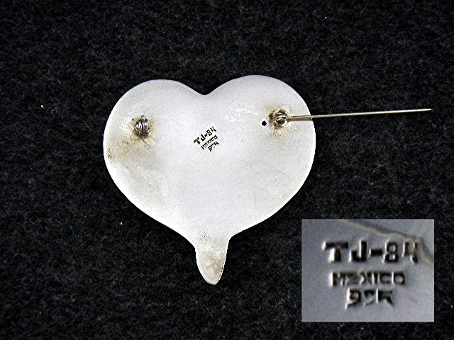 Brooch Pin Sterling Silver Heart Mexico TJ-84