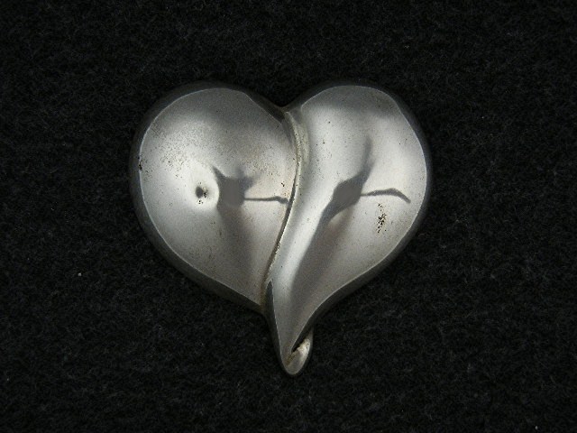 Brooch Pin Sterling Silver Heart Mexico TJ-84