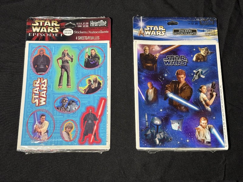Two New Sealed Star Wars Episode I & II Sticker Packs by Hartline / Hallmark