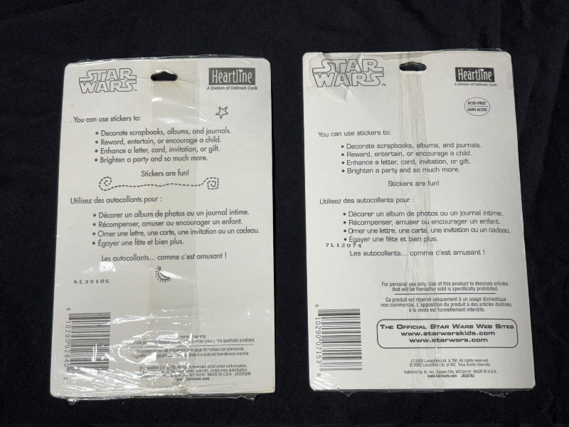 Two New Sealed Star Wars Episode I & II Sticker Packs by Hartline / Hallmark