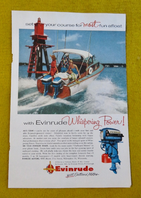 1956 Evinrude Outboard Motors with Two Couples Speeding in a Speed Boat