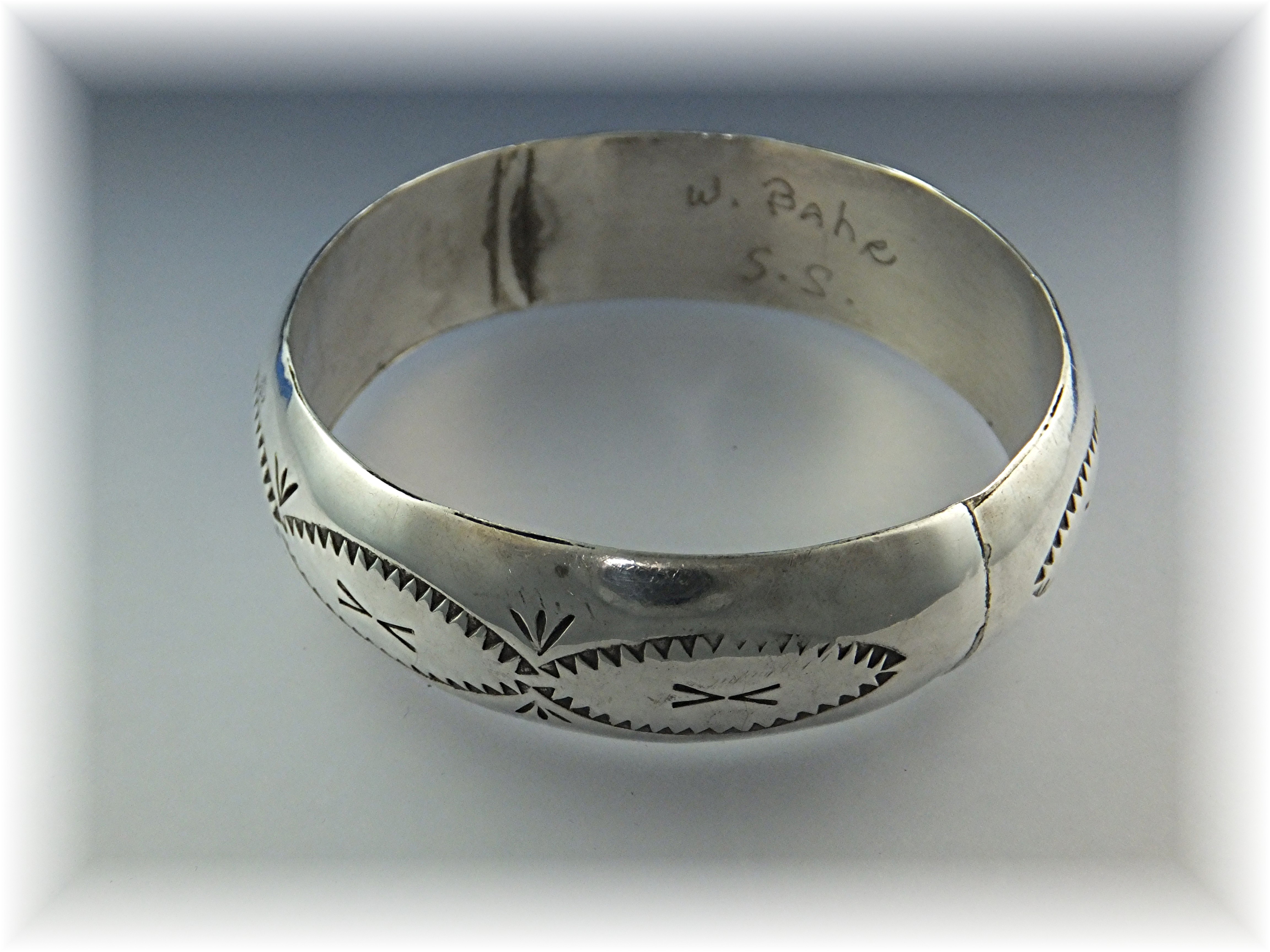 Native American Sterling Silver Bangle W. Bahe