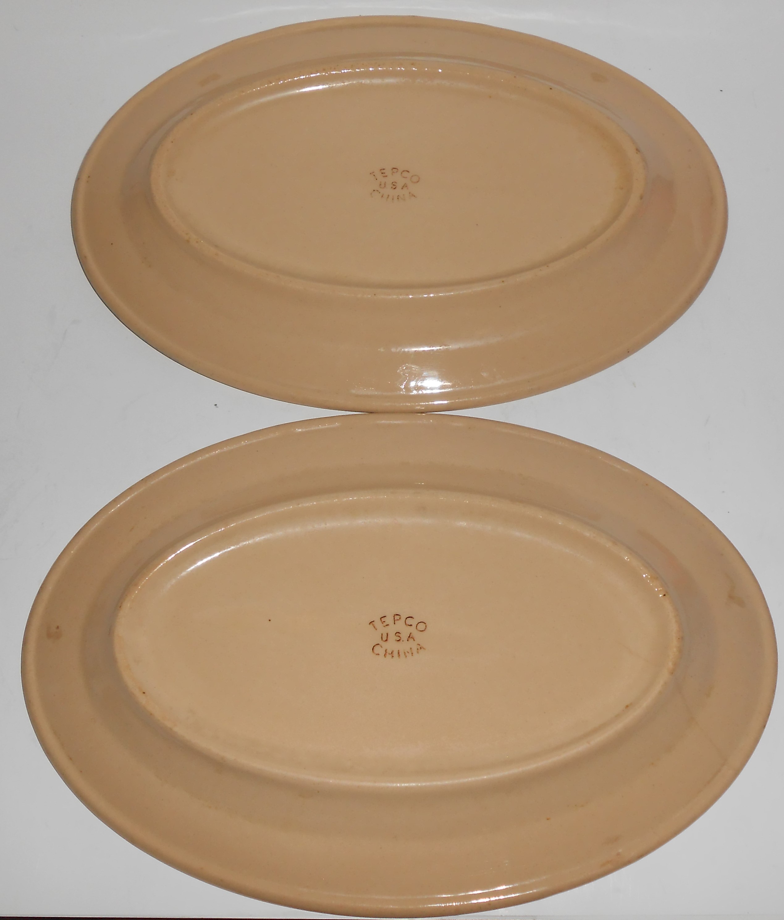 Tepco Restaurant China Pair Brown Band Platters