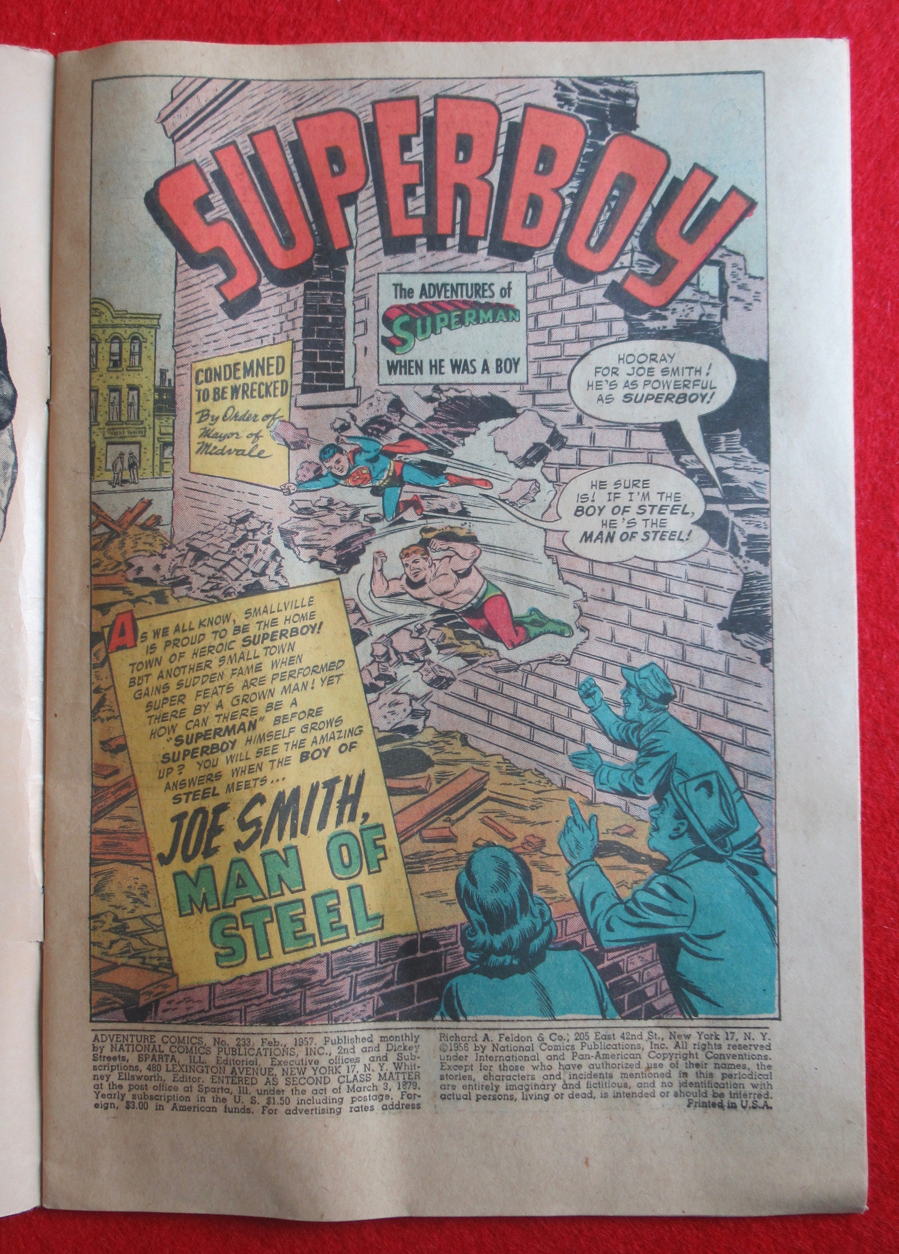 Adventure Comics February 1957 Joe Smith, Man Of Steel