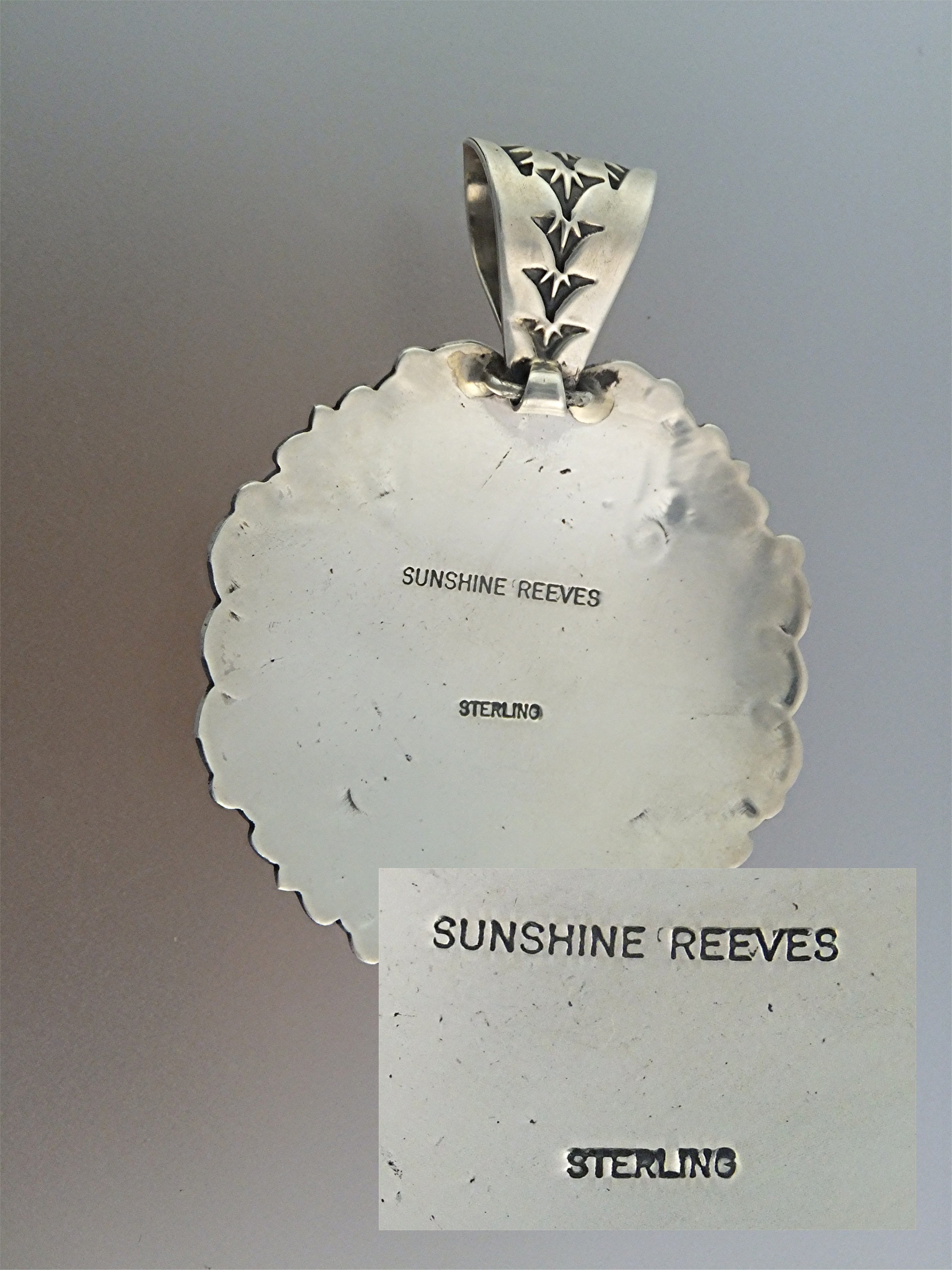 Navajo SUNSHINE REEVES Turquoise Spiny Oyster Pendant