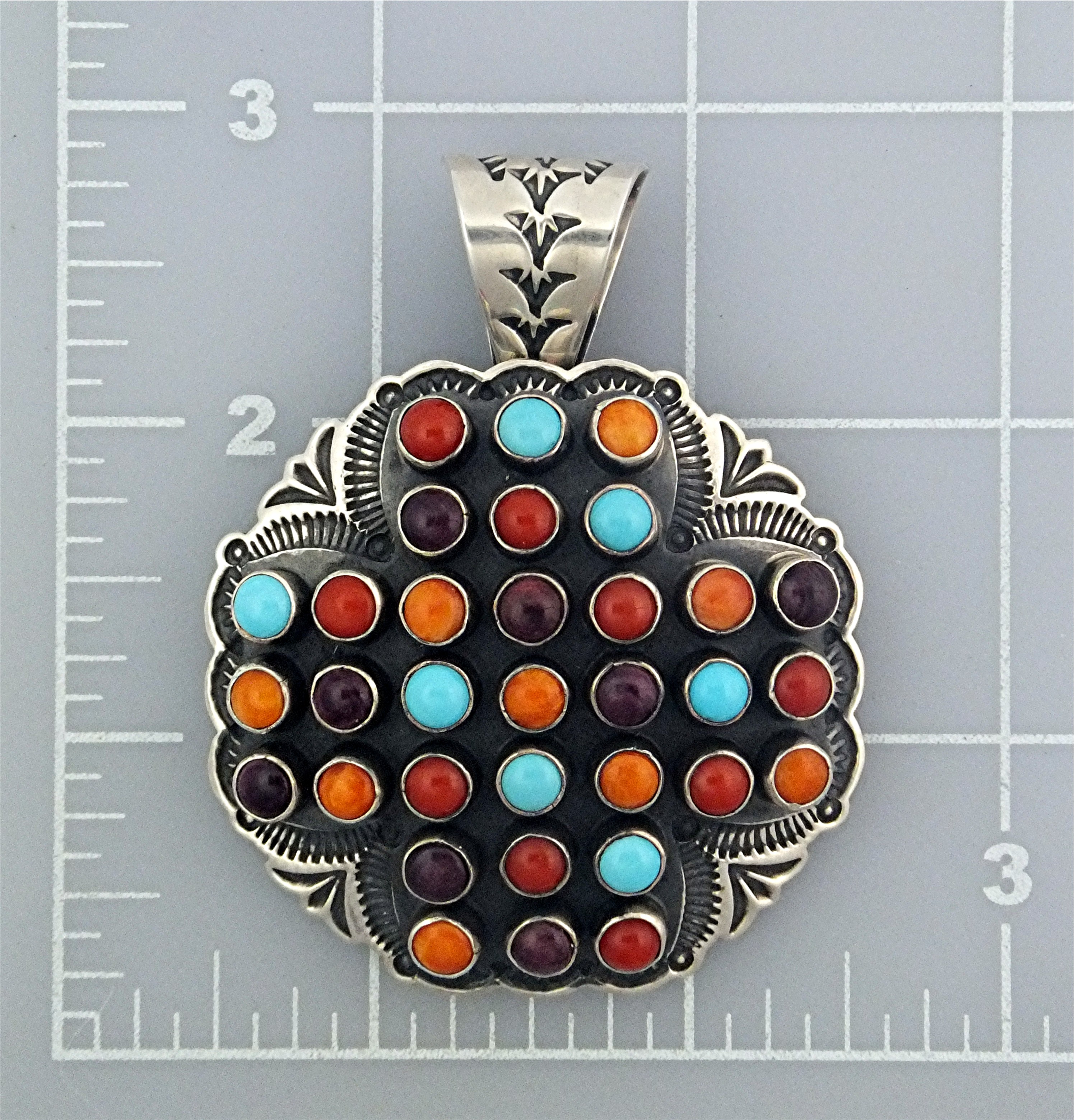 Navajo SUNSHINE REEVES Turquoise Spiny Oyster Pendant