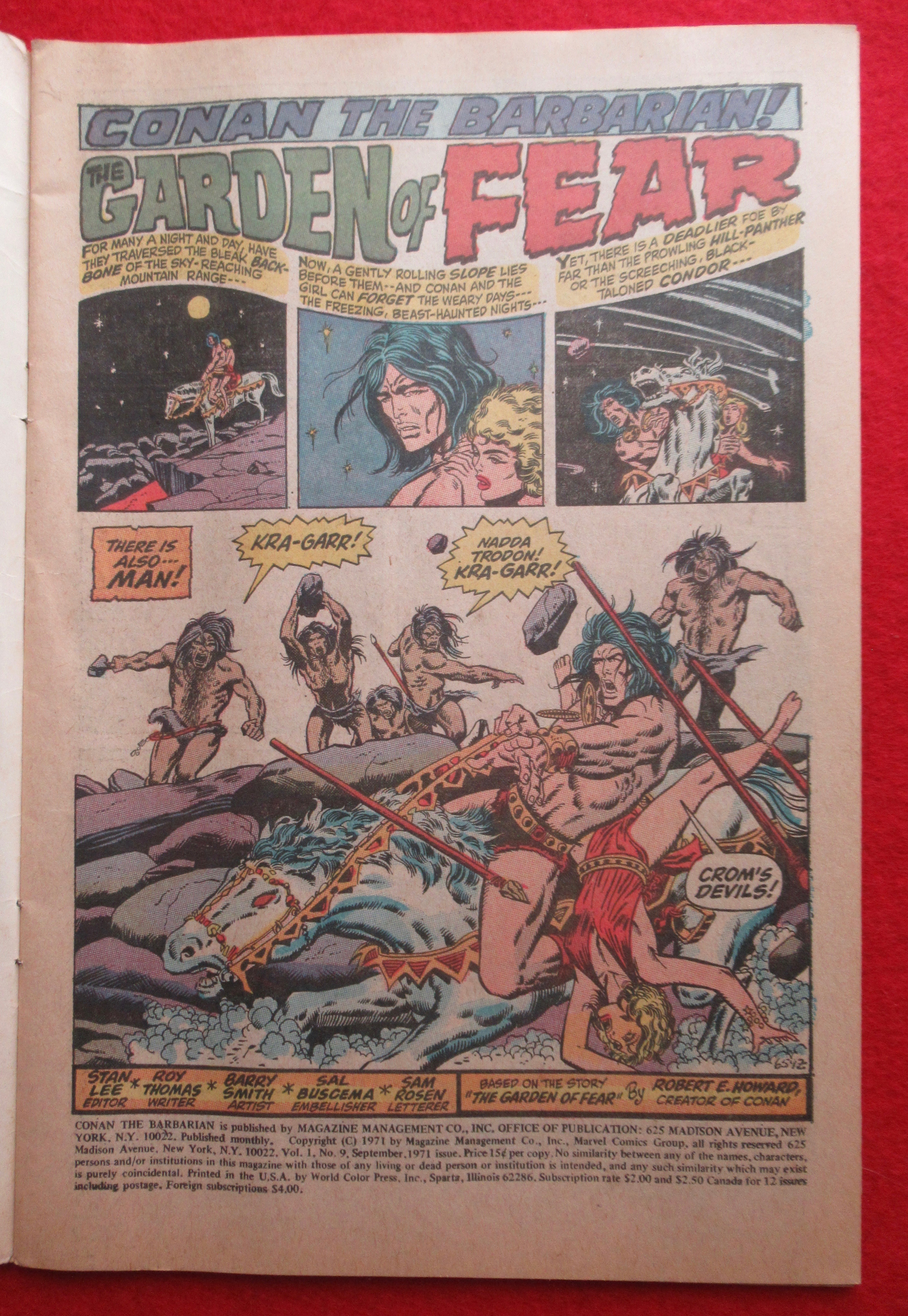 Conan The Barbarian Comic September 1971 Fear
