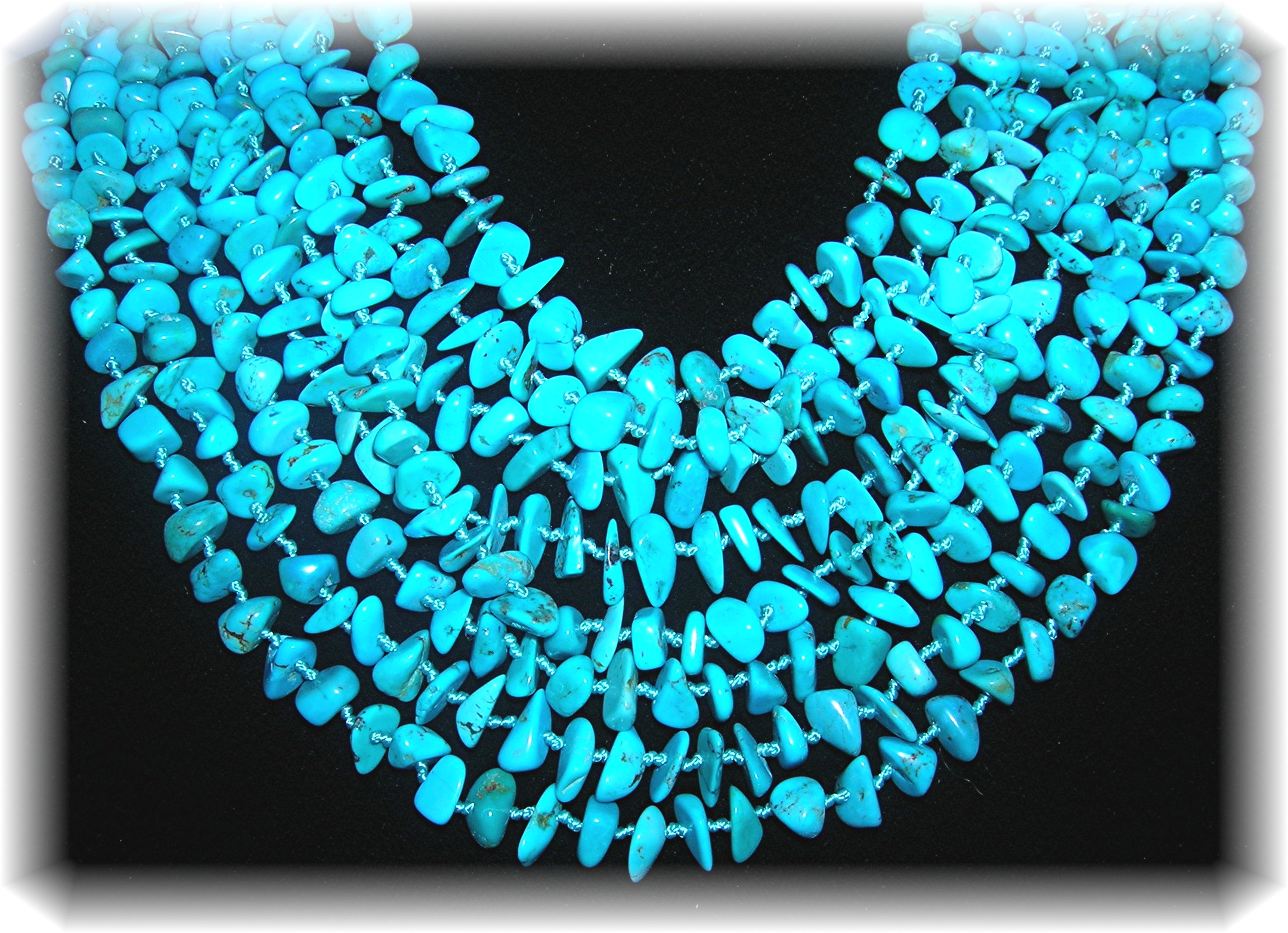 8 Graduated Strands Turquoise Nuggets necklace