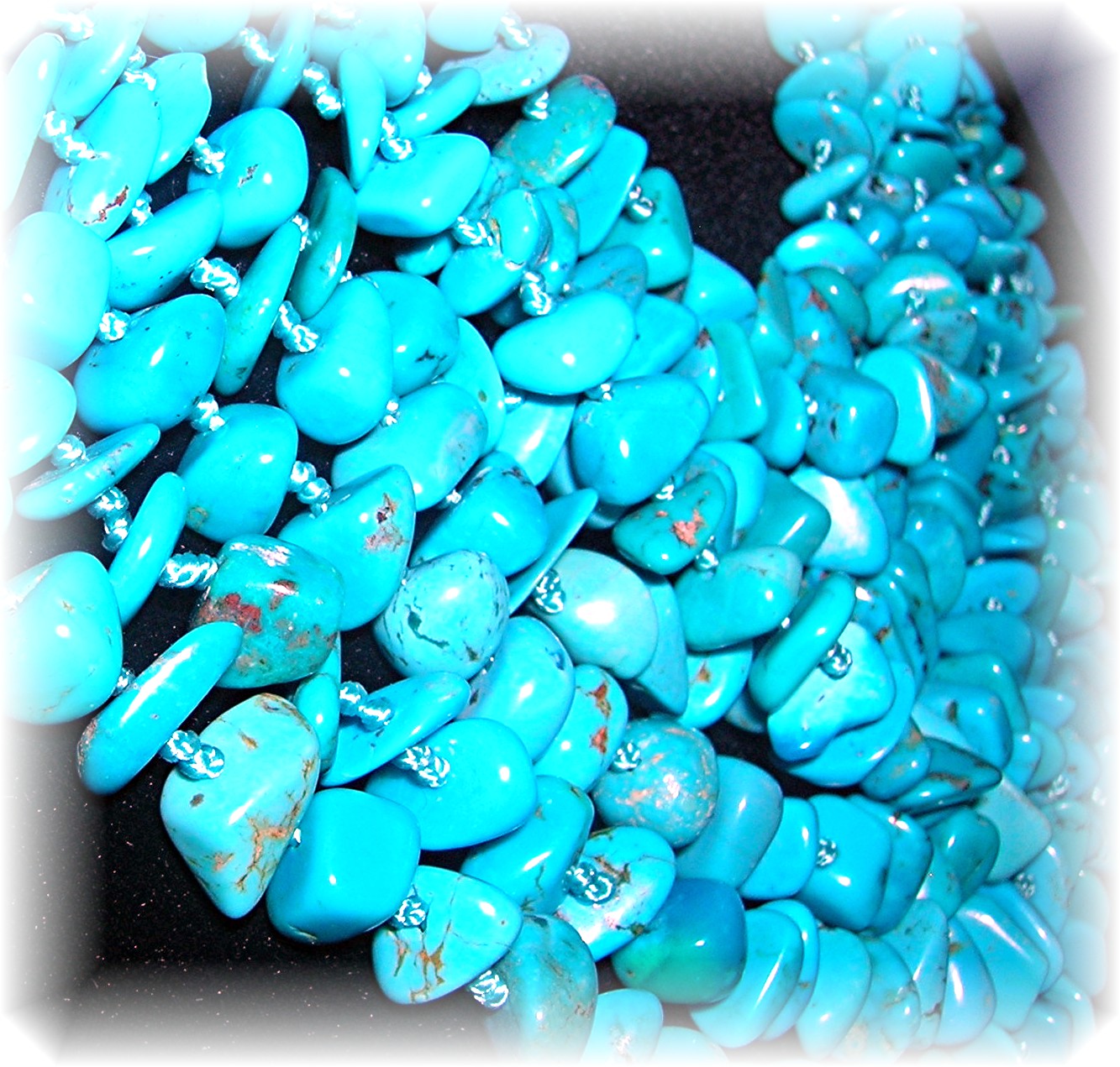 8 Graduated Strands Turquoise Nuggets necklace