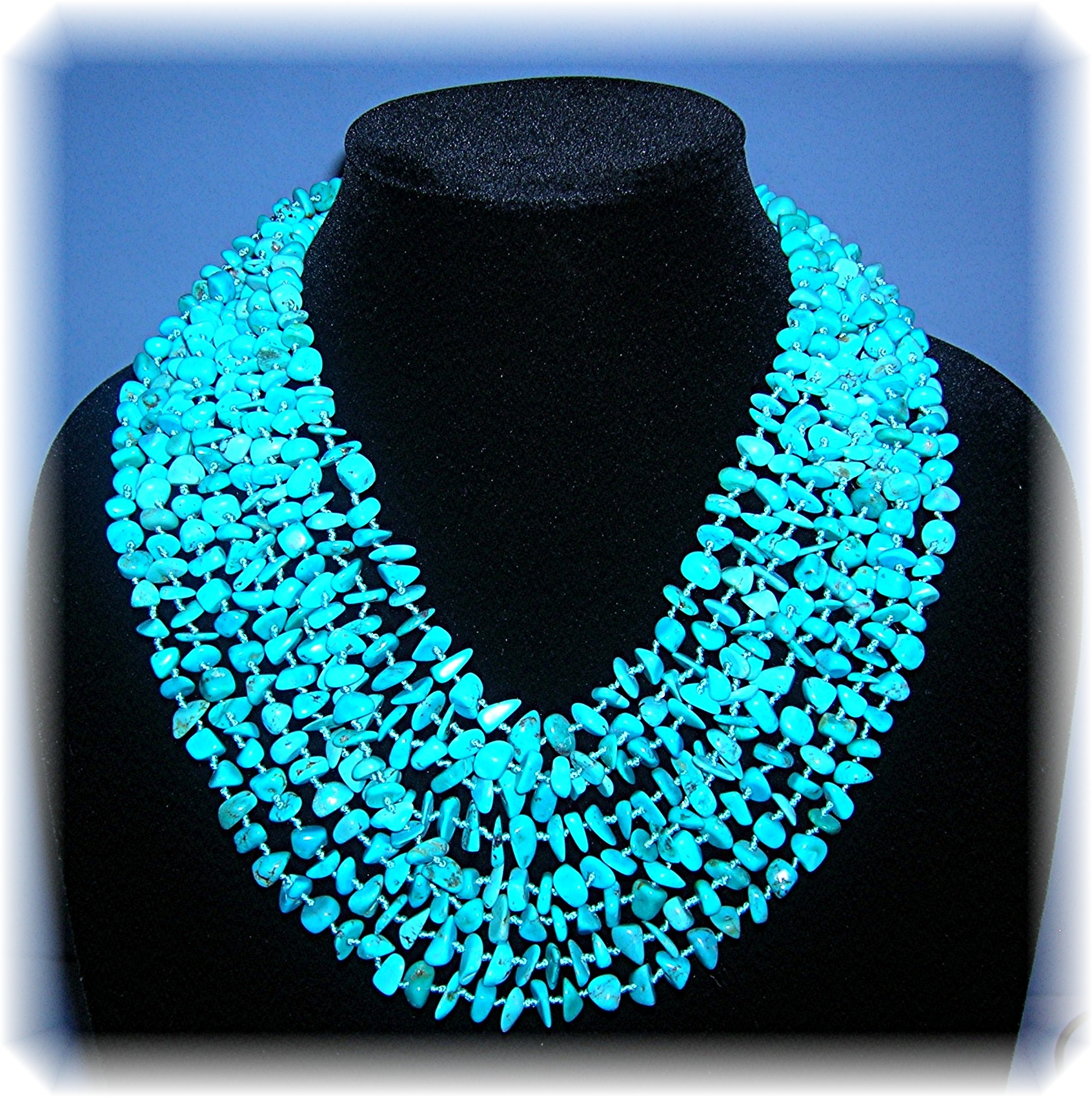 8 Graduated Strands Turquoise Nuggets necklace