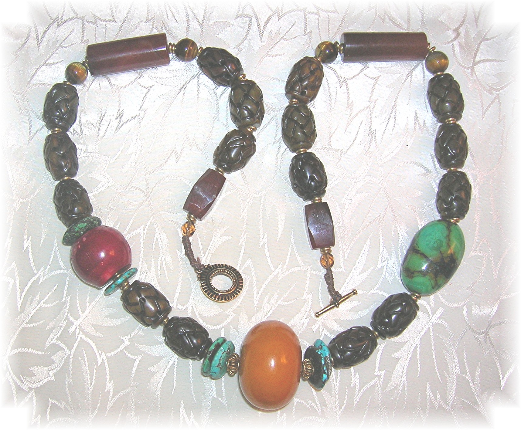 Necklace Jade Turquoise Amber Carnelian Coral