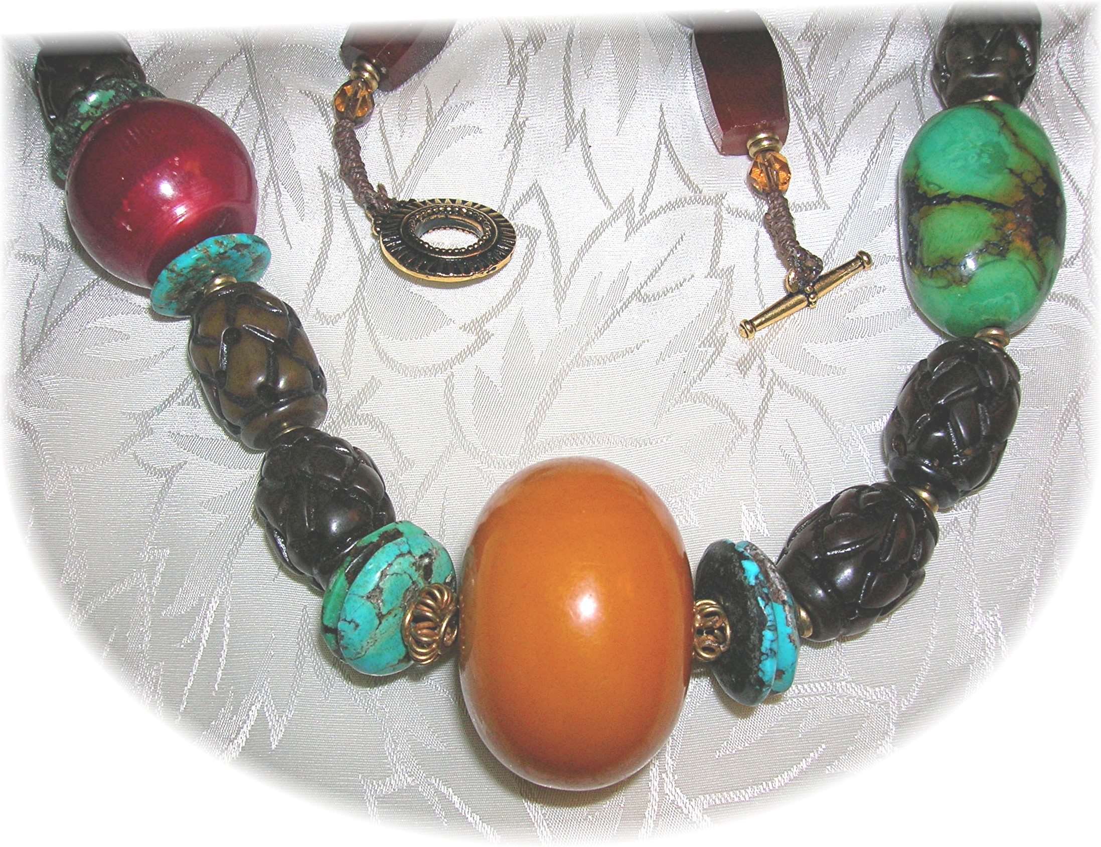 Necklace Jade Turquoise Amber Carnelian Coral