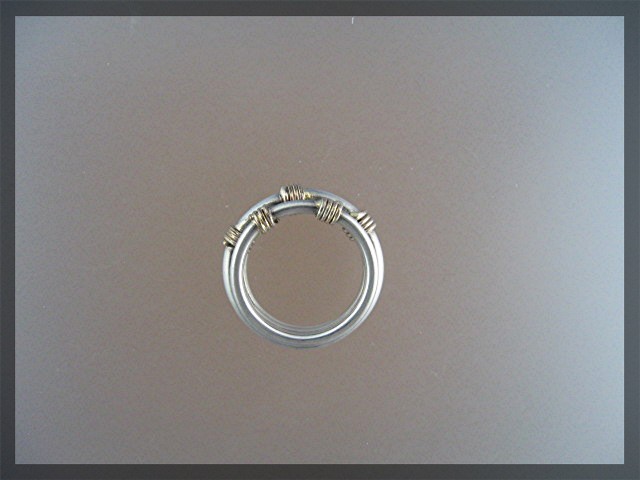 Ring Sterling Silver Gold Triple  Band
