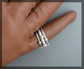Ring Sterling Silver Gold Triple  Band