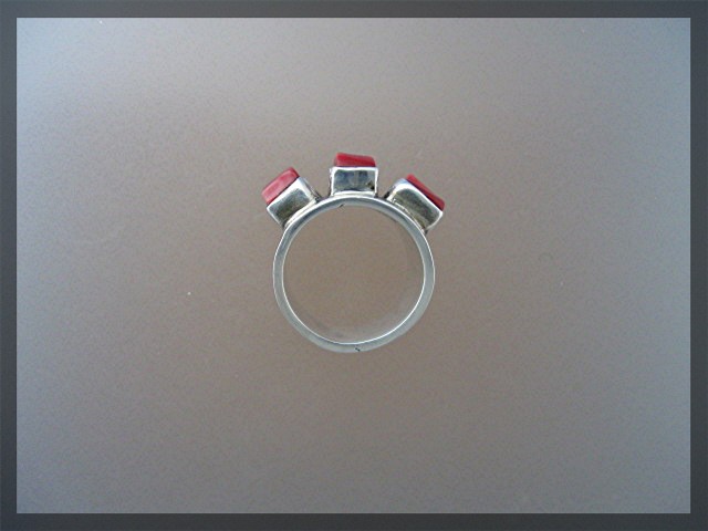 Sterling Silver 6 Stone  Coral Ring