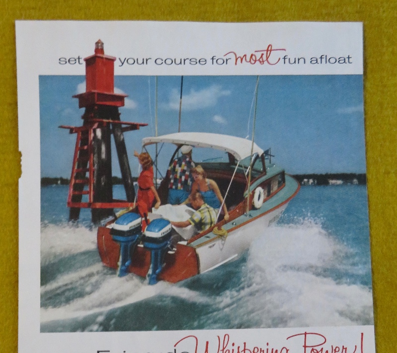 1956 Evinrude Outboard Motors with Two Couples Speeding in a Speed Boat