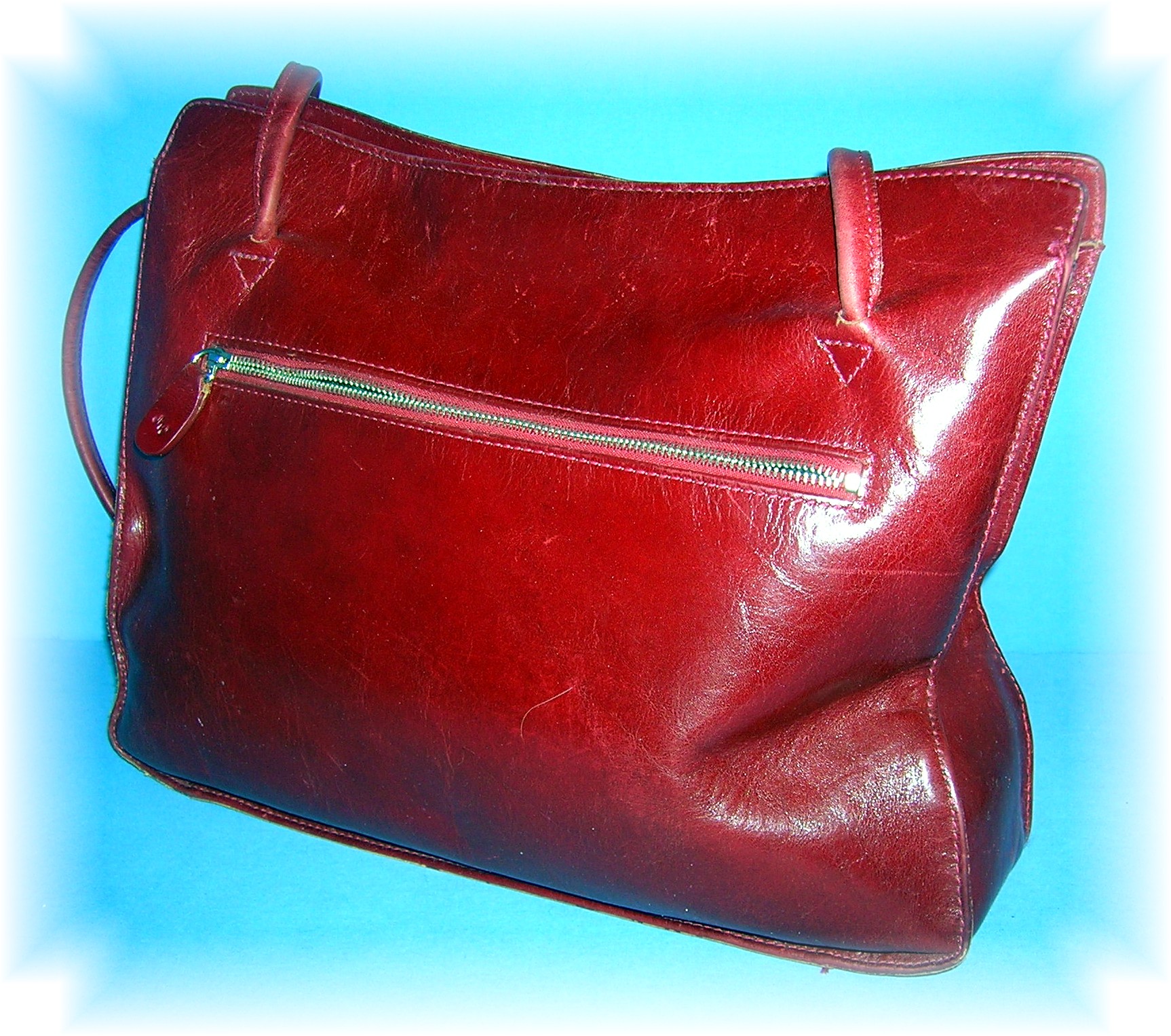Bag Tote Burgundy Red Leather MONSAC Original