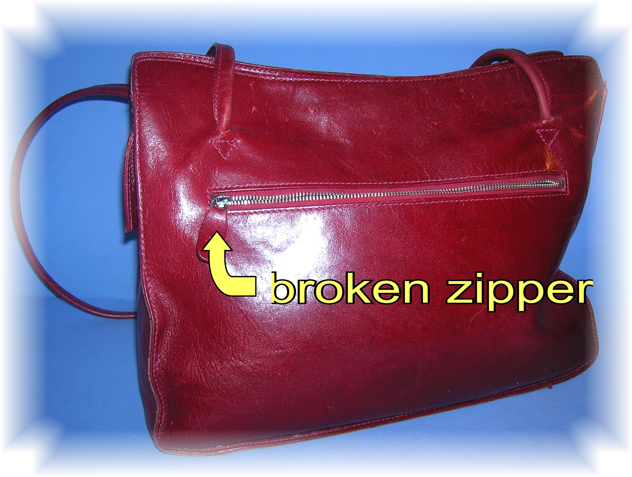 Bag Tote Burgundy  Red Leather MONSAC Original