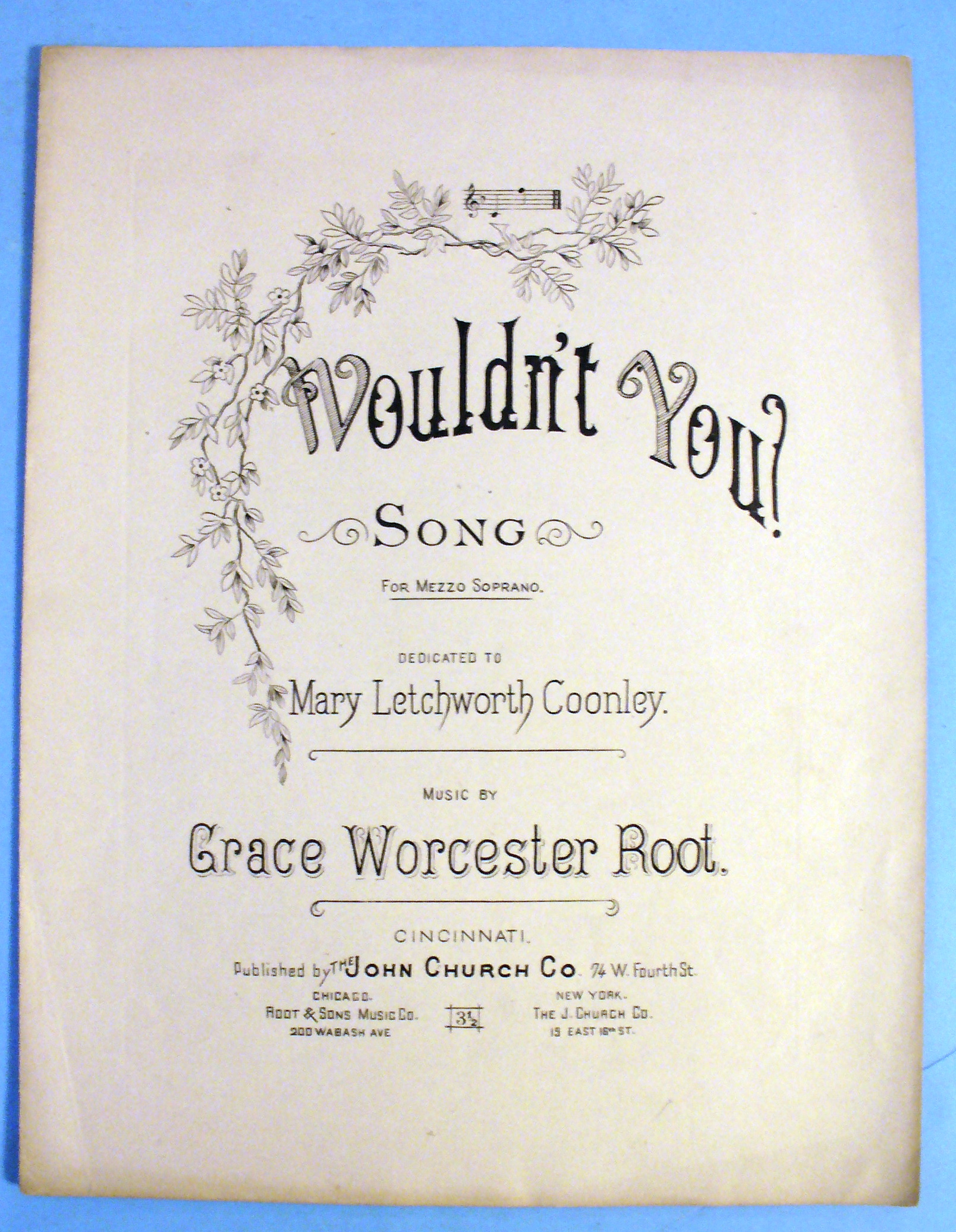 1887 Wouldn't You by Grace Worcester Root