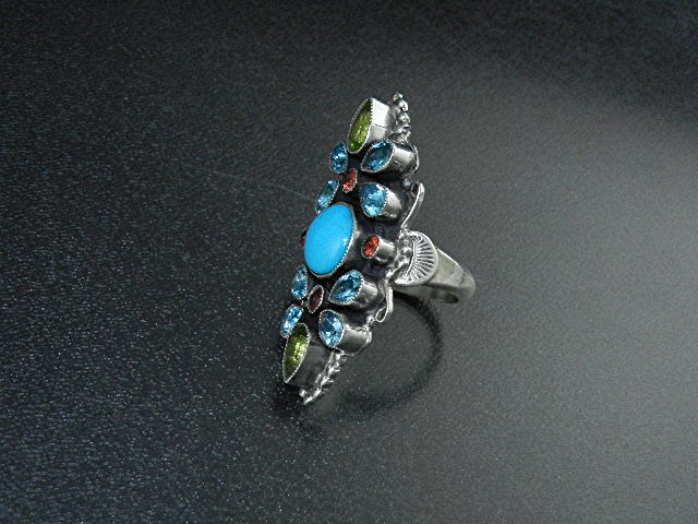 Leo Feeney Sterling Silver Turquoise Peridot Topaz Ring