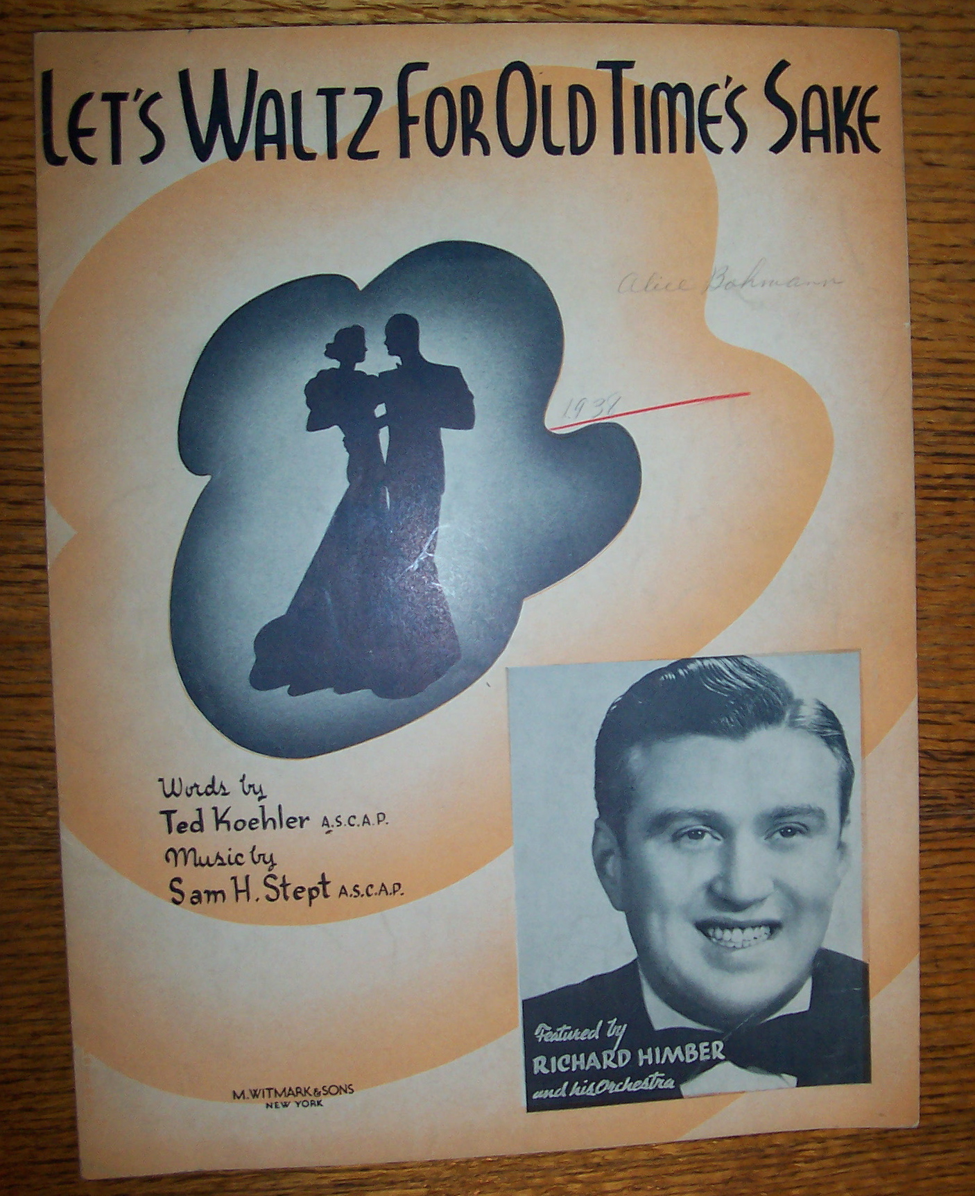 Sheet Music For 1937 Let's Waltz For Old Time's Sake