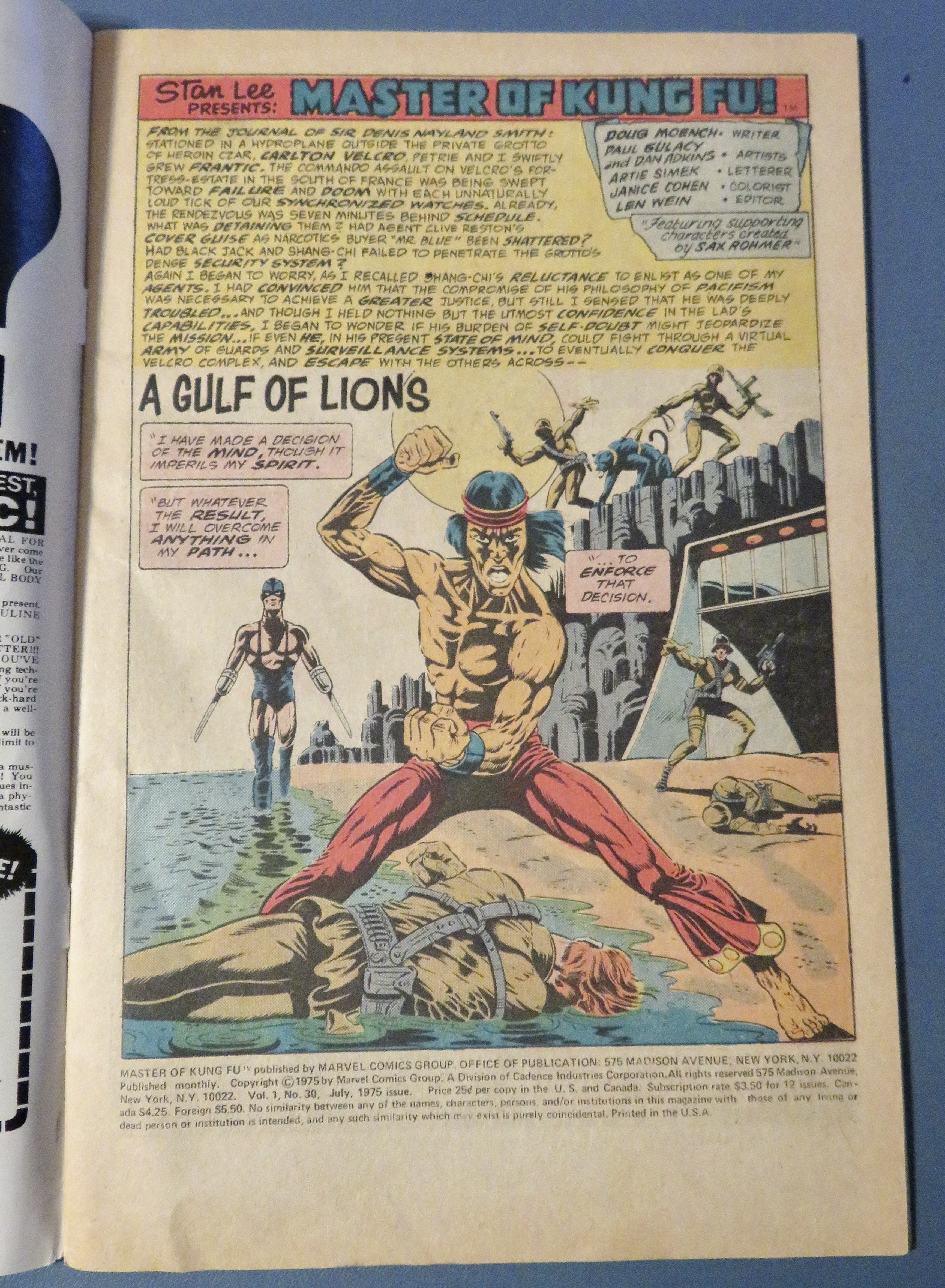 Master Of Kung Fu Comic July 1975 Pit Of Lions