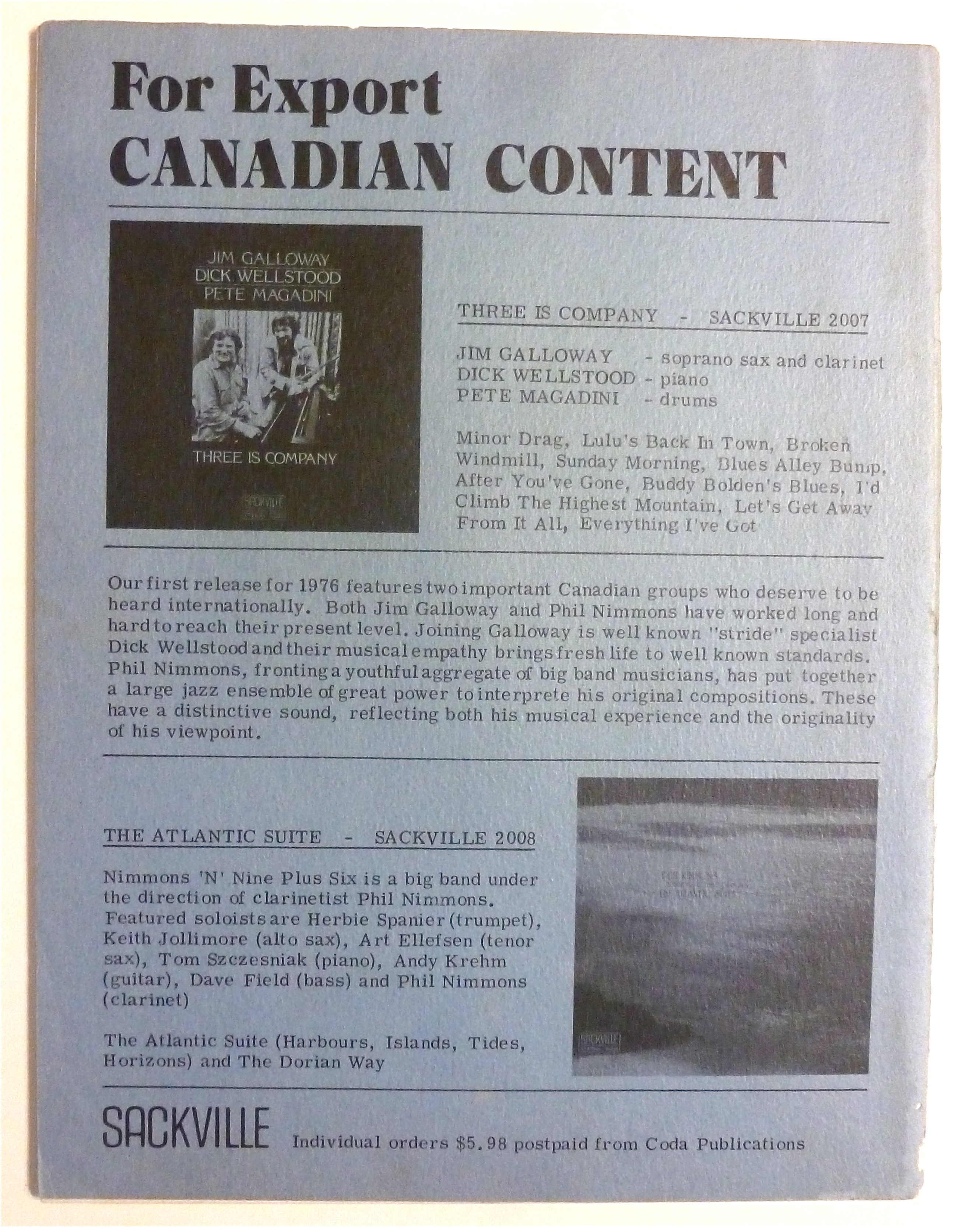 Coda Magazine April 1976 Coleman Hawkins