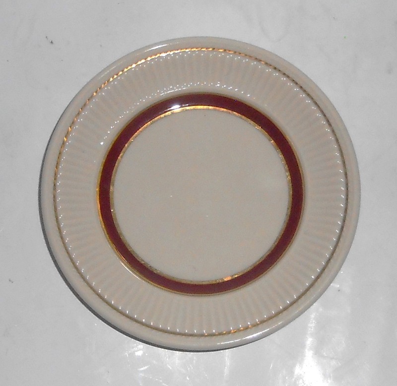 Shenango Restaurant Ware China Maroon w/Gold Bands Bread Plate