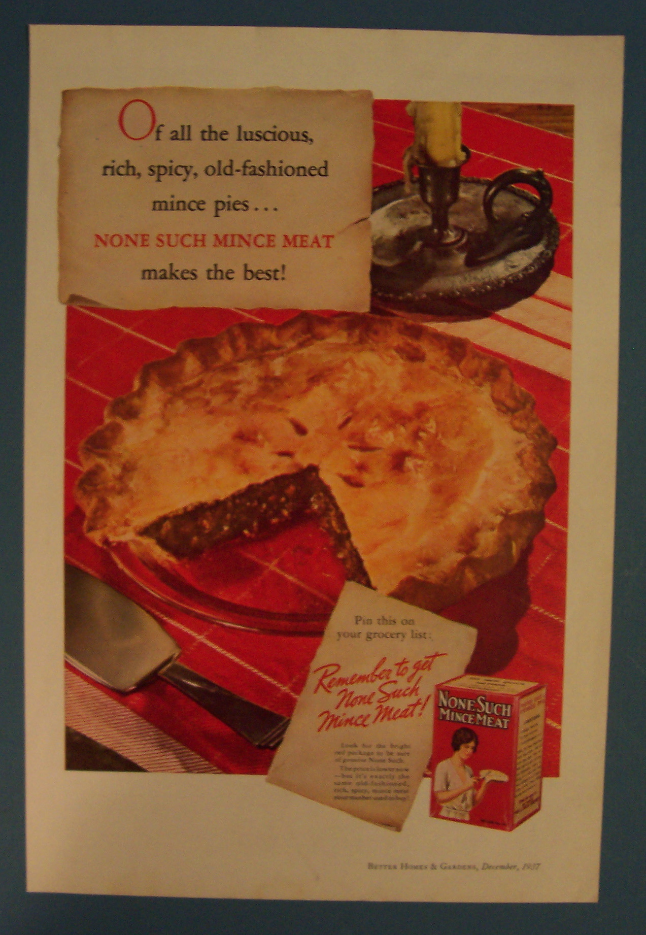 1937 None Such Mince Meat with Mince Meat Pie