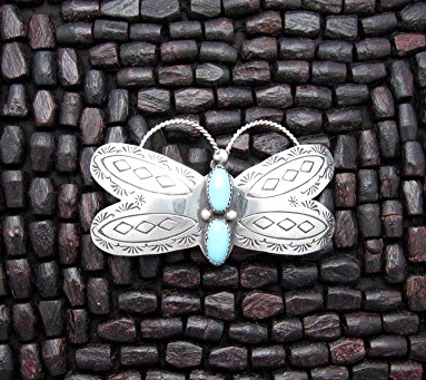 Navajo Sterling Silver Turquoise  Hair Barrette T YAZZI
