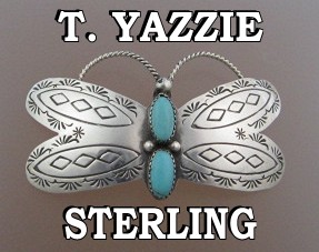 Navajo Sterling Silver Turquoise  Hair Barrette T YAZZI